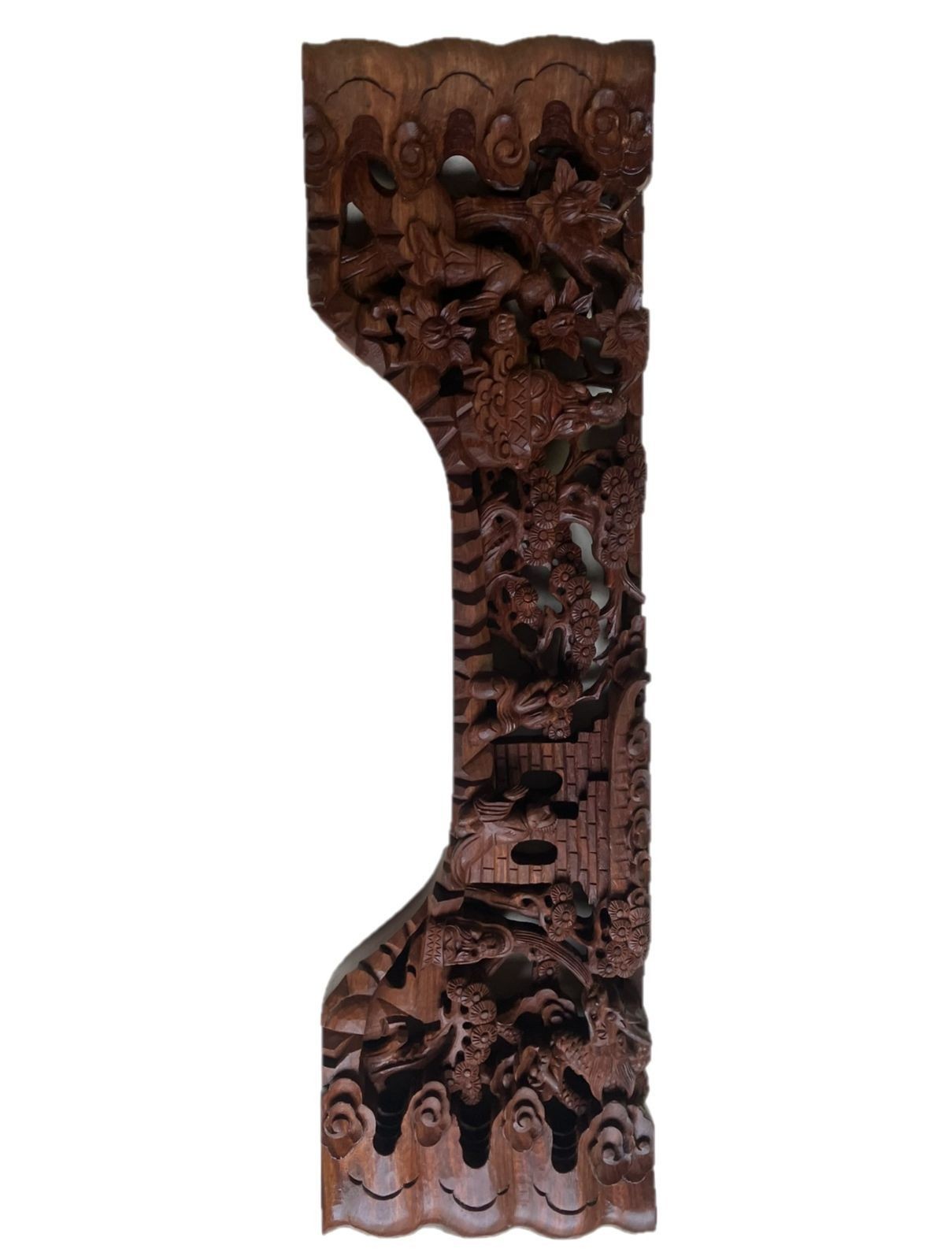 Rosewood Transom Carving Wall Decor, Vintage, 43.7×12.3x3cm