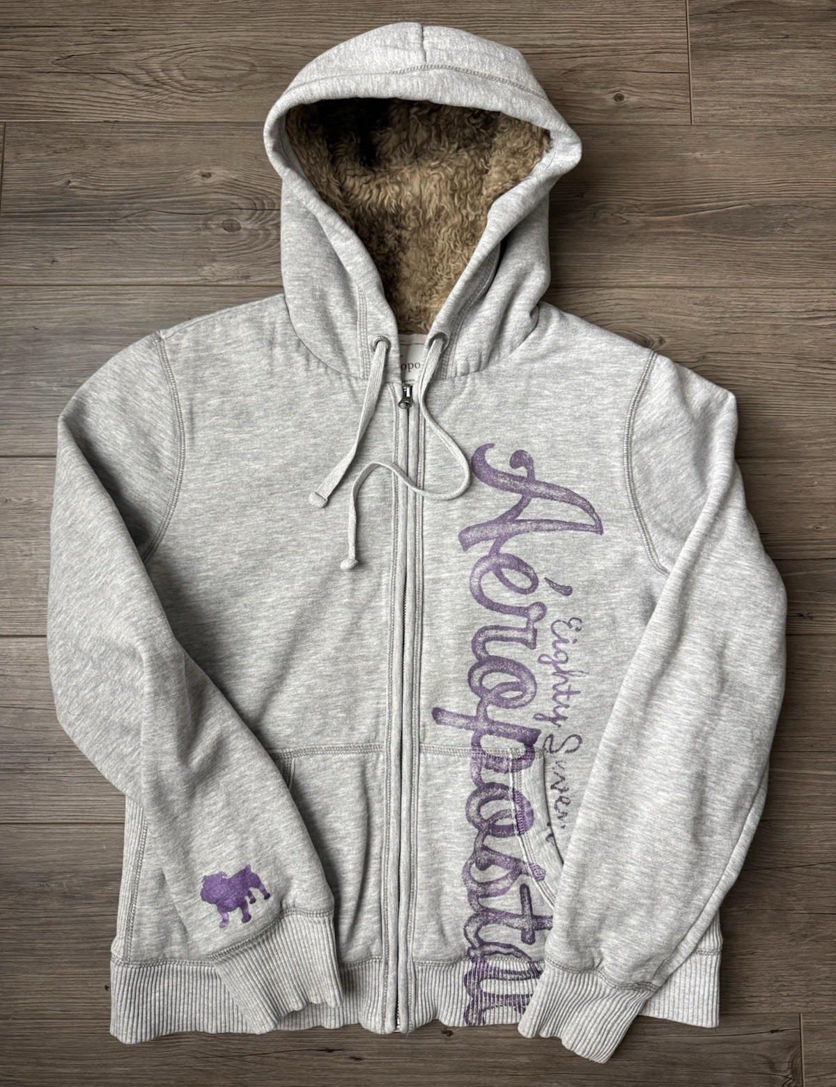 Aéropostale Women’s XL Gray Full Zip Hooded Lined Hoodie w/ Pockets Logo