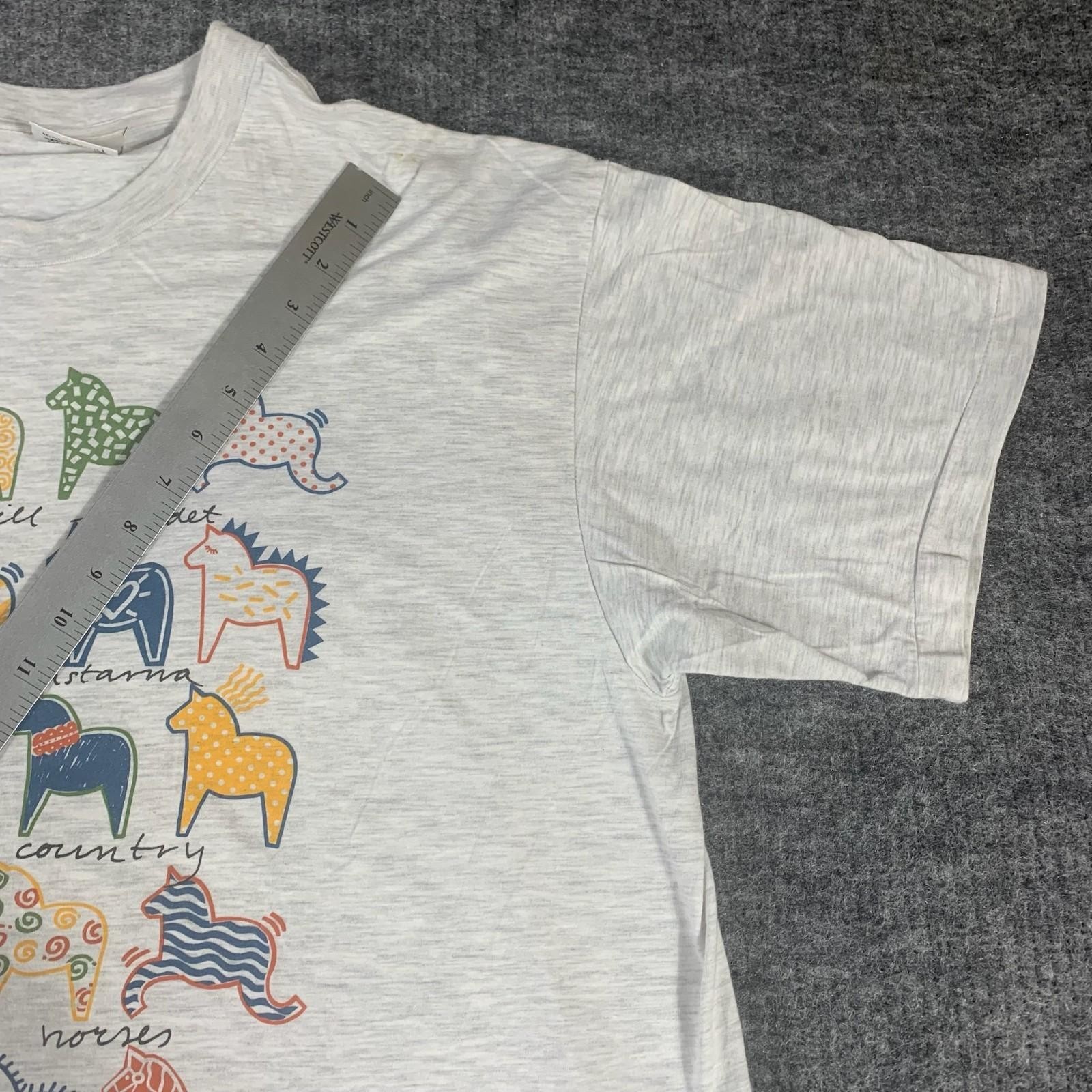 VTG Best In Town T Shirt Adult 2XL Gray Horses Tribal Single Stitch 90s Sweden