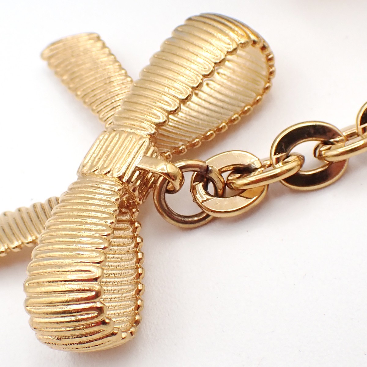 LOUIS VUITTON Logo Tassel Ribbon Bag Charm Blue Leather Gold M65128 62TA573