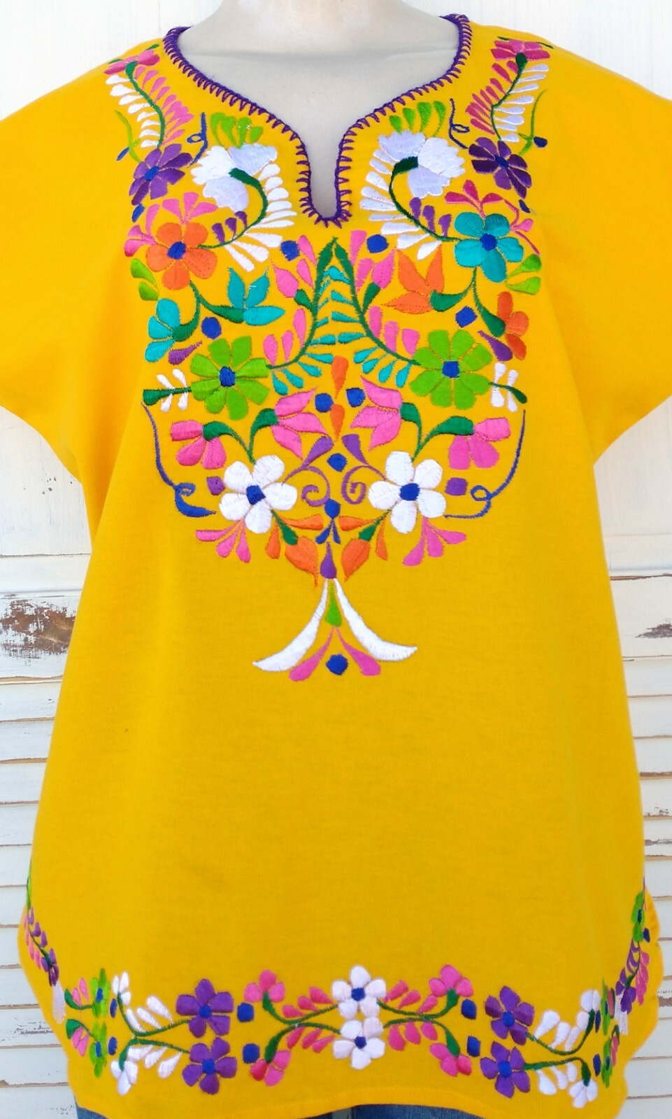 Mexican Embroidered Women’s Blouse Assorted Sizes & Colors S To 3XL Peasant Top
