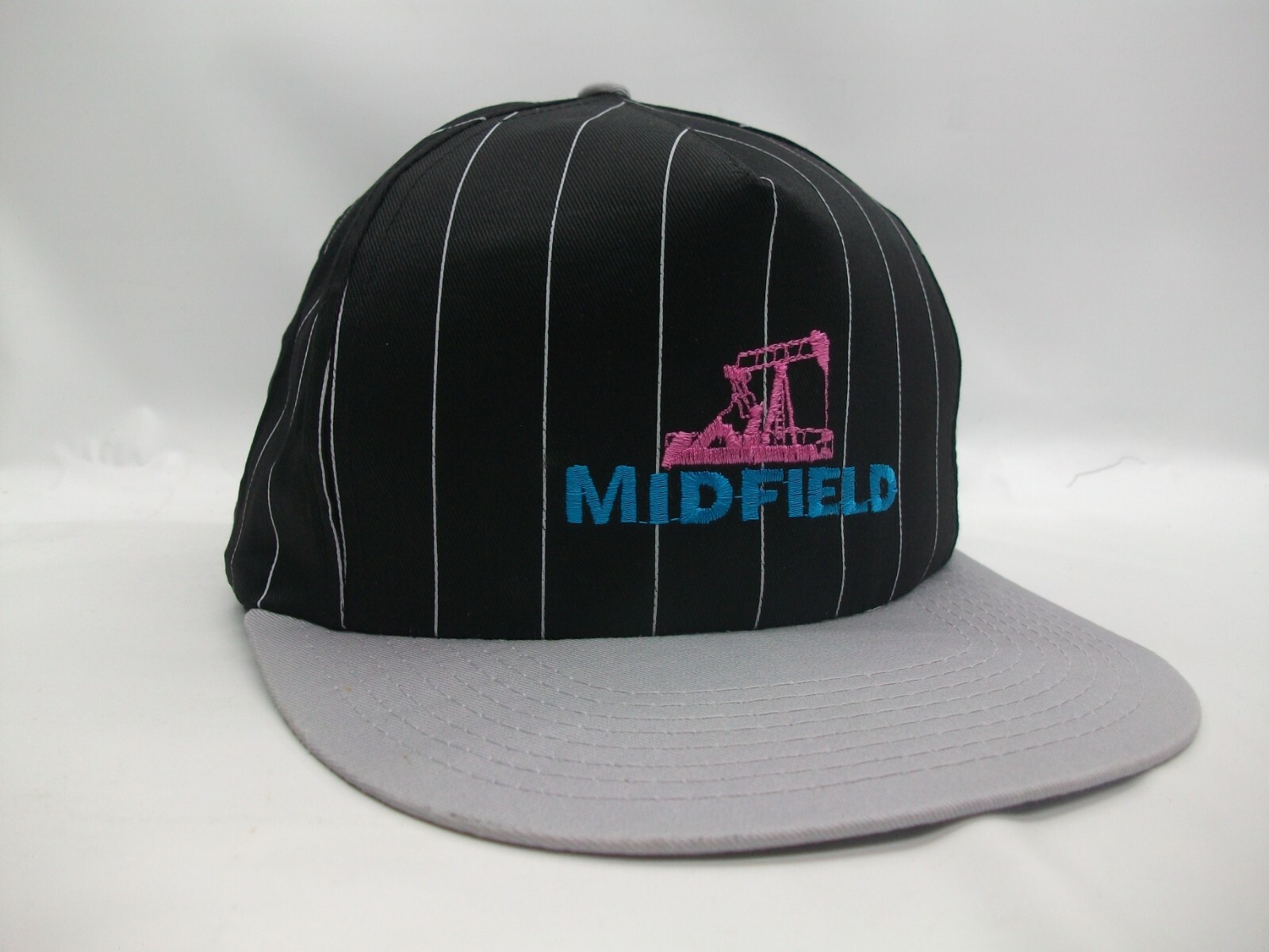 Midfield Oilfield Hat Black Gray Pinstripe Snapback Baseball Cap