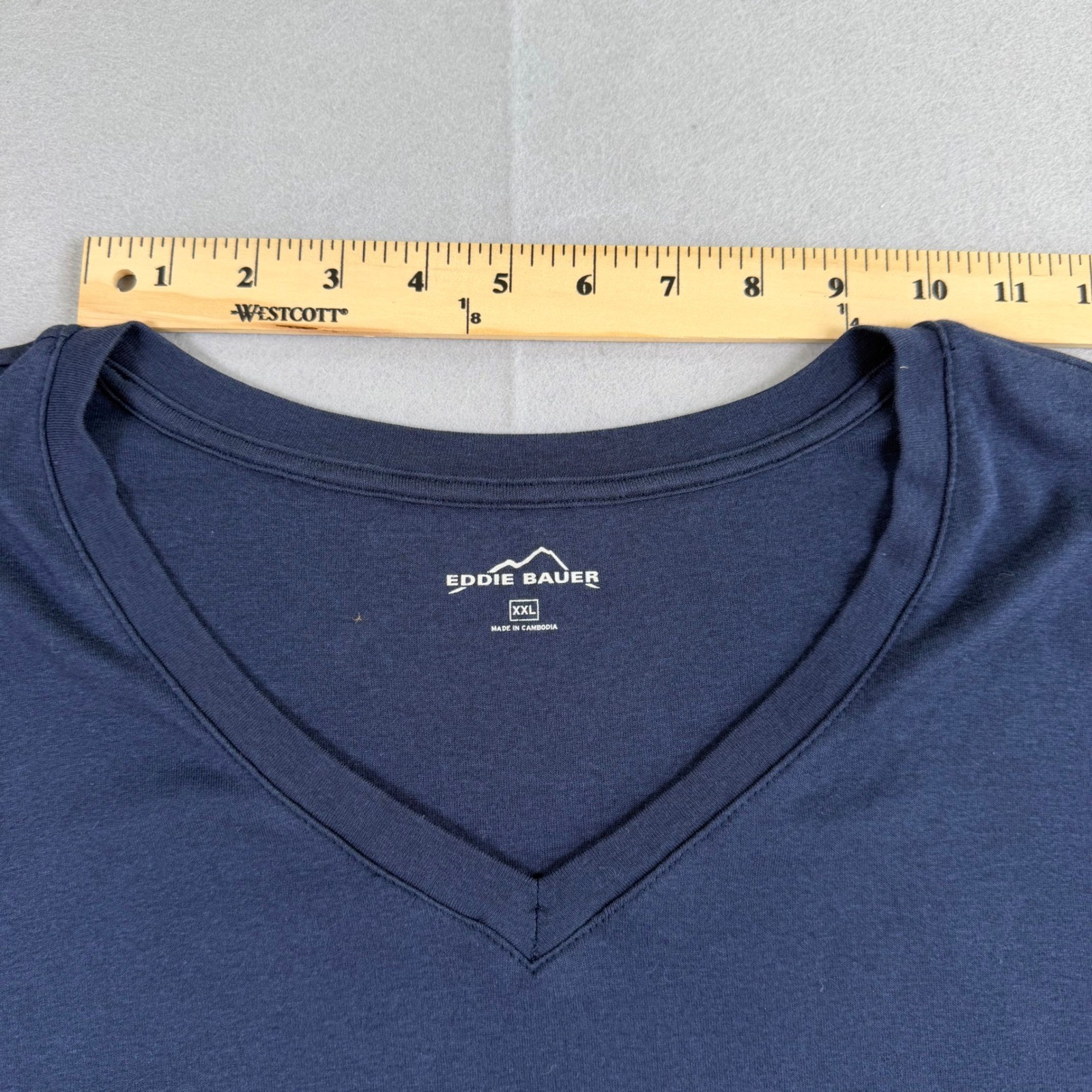Eddie Bauer Womens XXL Navy Blue V-Neck Long Sleeve Cotton Modal T-Shirt Top