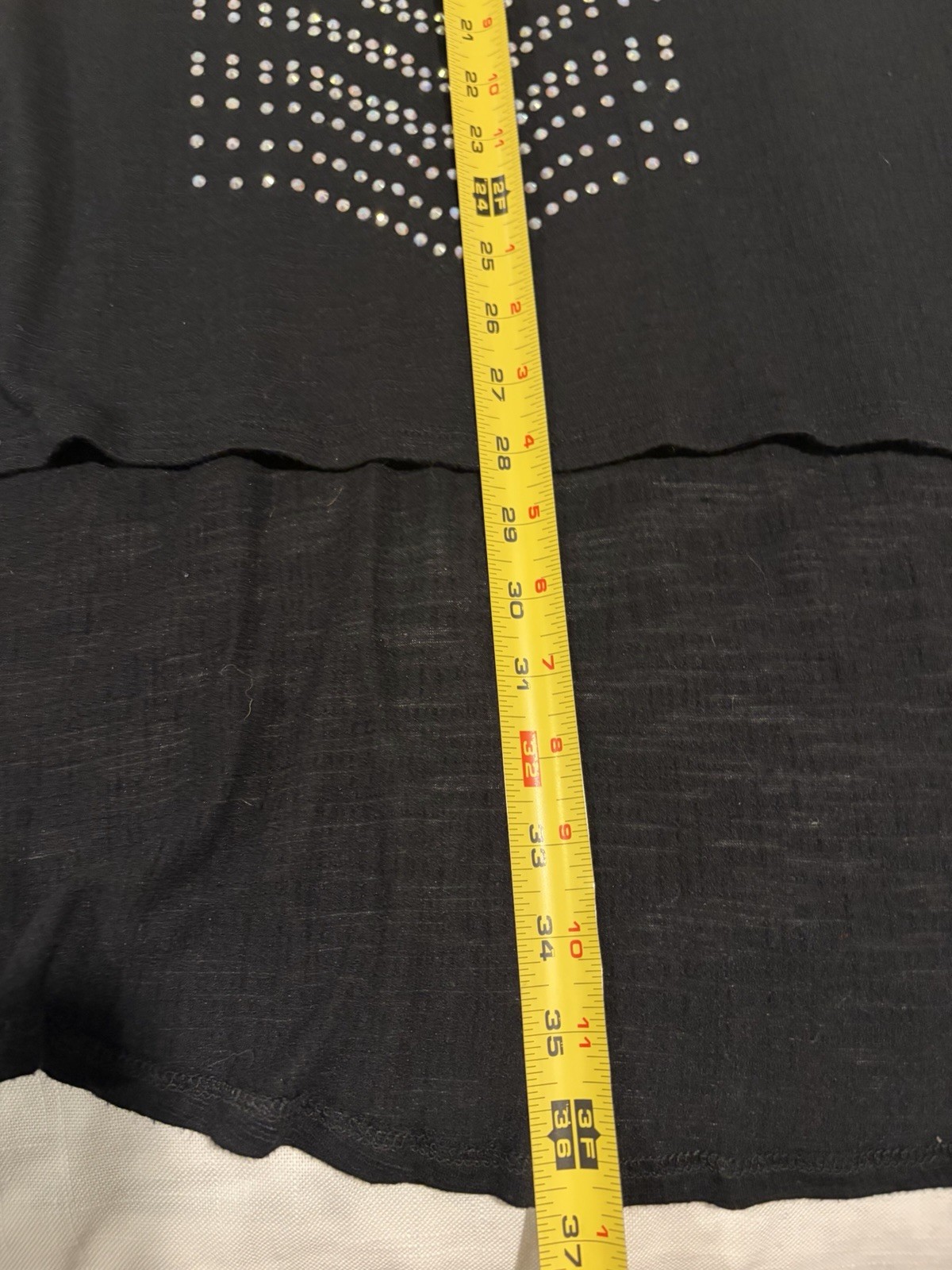 Vocal Black Knit Crystal Studded Tunic Top~ M~Hi Low Lace Back Whimsigoth Rocker