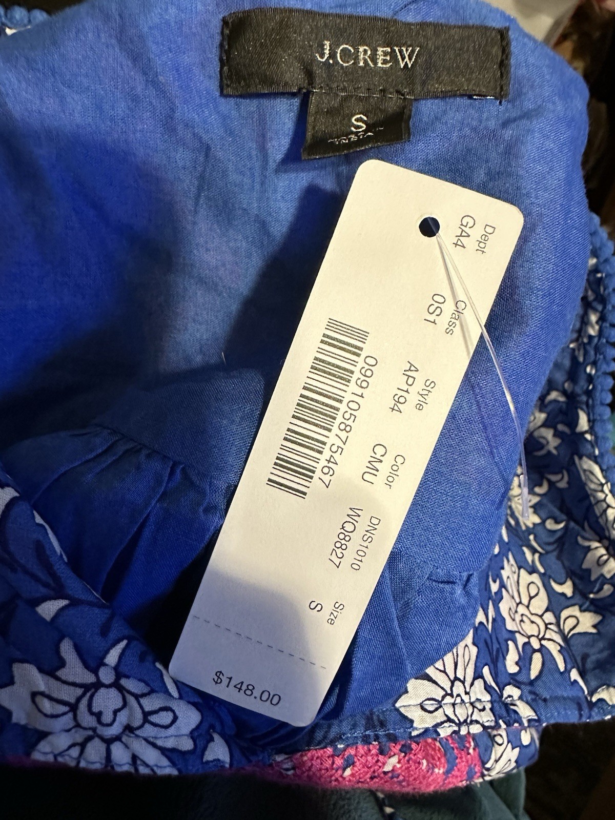 NWT J.Crew Belted Tunic Midi in Night Sky Block Print Floral Dress Beach Coastal