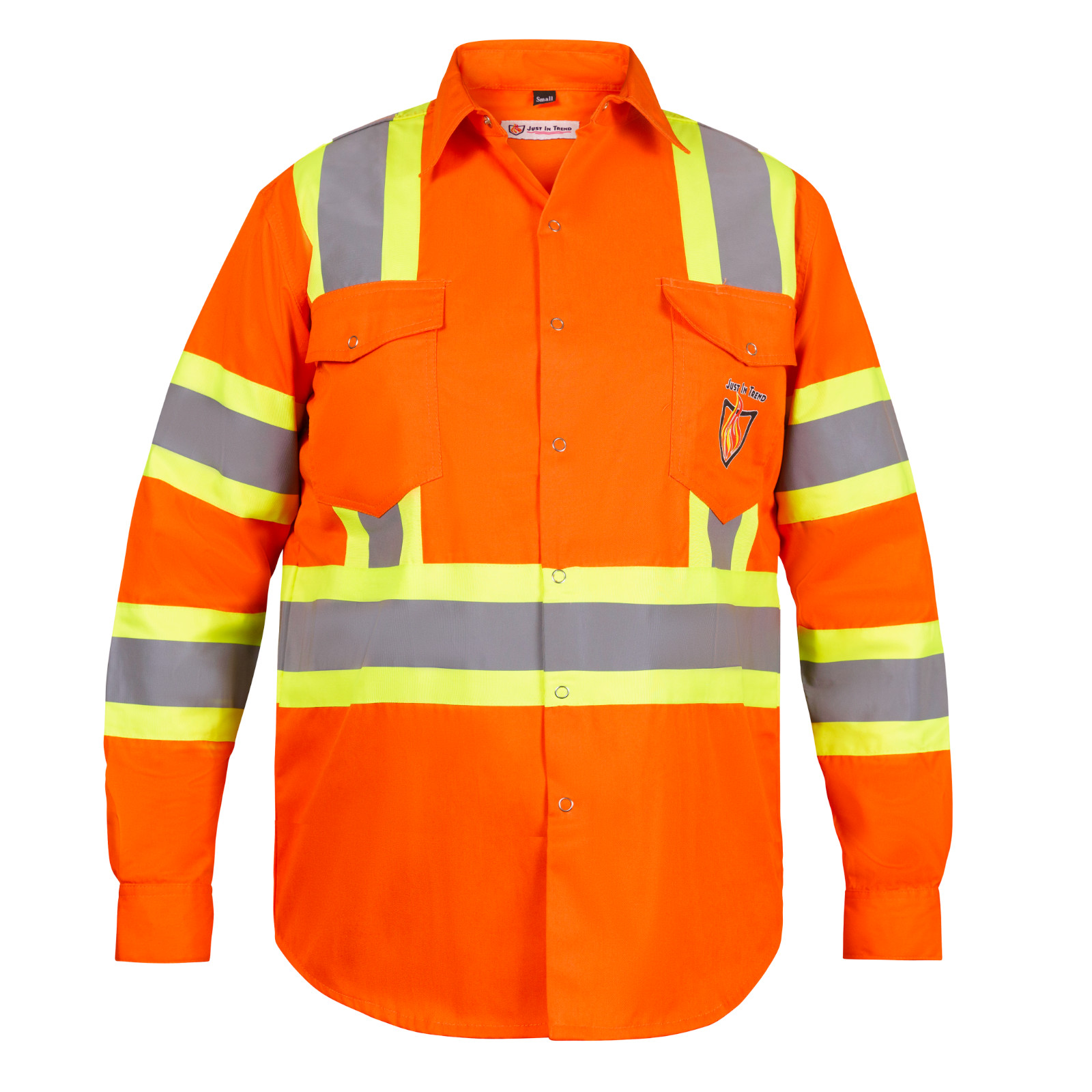 Premium Class 3 High Visibility Hi Vis Safety Shirt – Full Sleeve-65% C35% N-6oz
