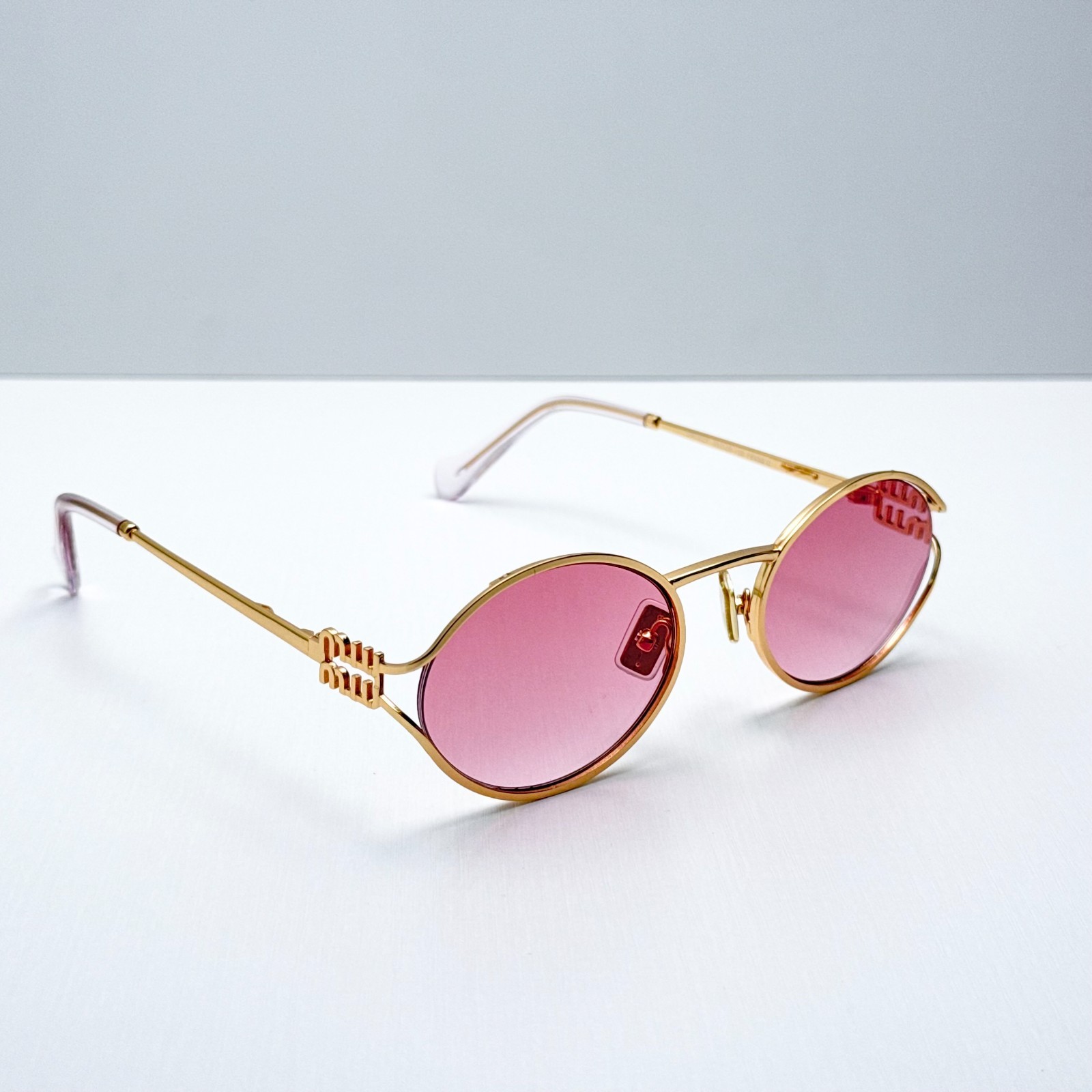 Miu Miu SMU 52YS Gold Pink Shaded Round Sunglasses Women 55-20-130