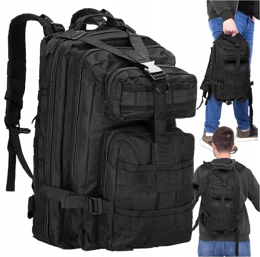 30L Outdoor Military Tactical Backpack Rucksack Camping Hiking Travel Bag Black