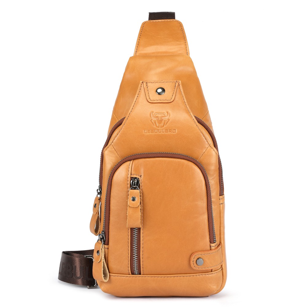 Men Sling Backpack Chest bag Crossbody Bag 100% Genuine Leather Shoulder Bag NEW