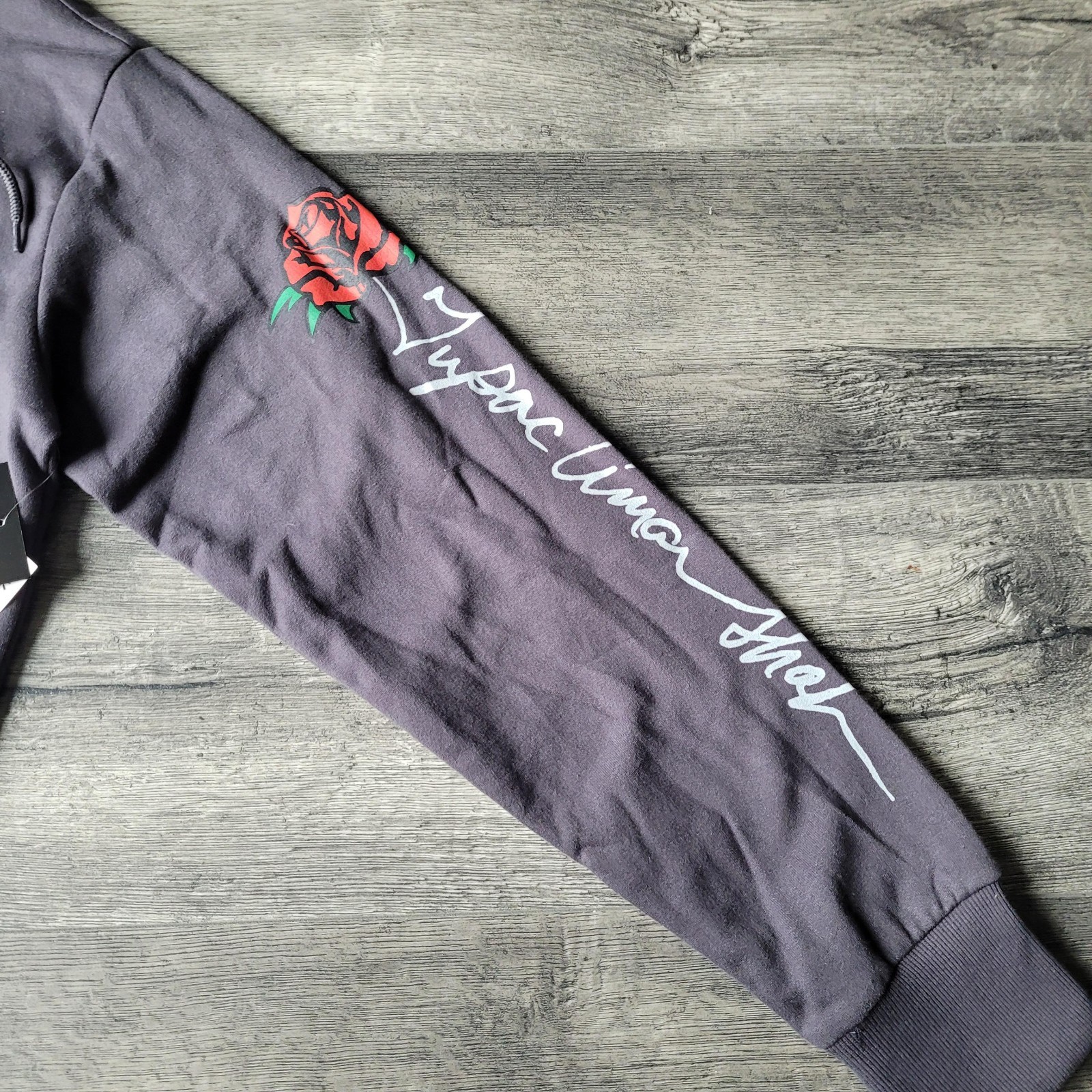 New NWT Size Sm Tupac “California Love” Pullover Hoodie Unisex Volcanic Ash Gray