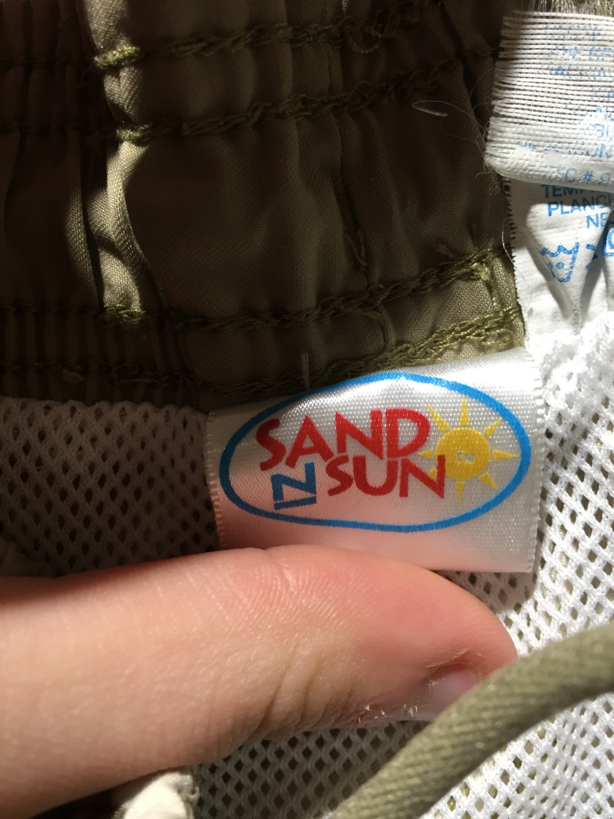 Sand N Sun Swim Trunks Mens M Medium Beige Flowers Trucks Elastic Drawstring