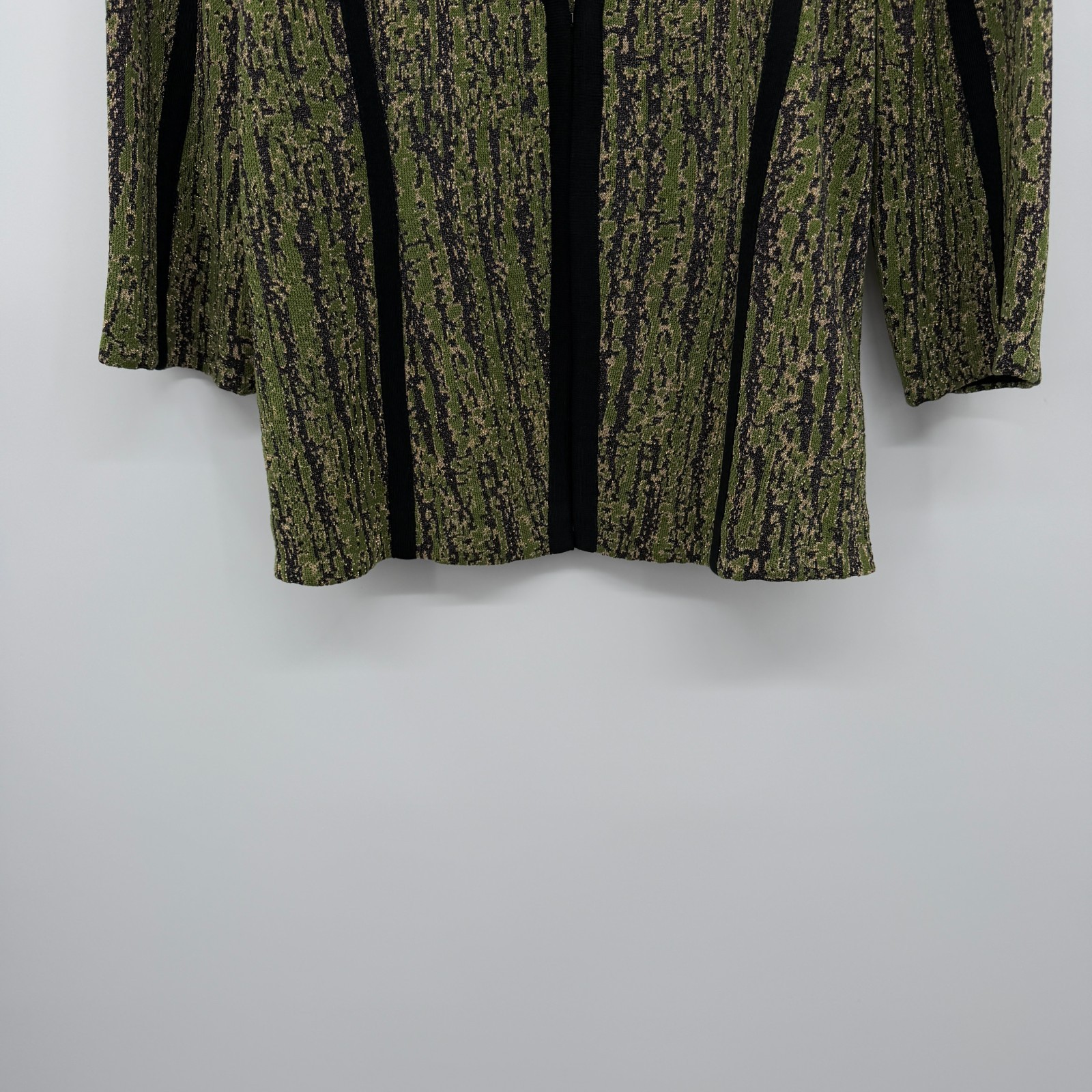 Ming Wang Cardigan Jacket Large 3/4 Sleeve Shoulder Pads Artsy Office Academia