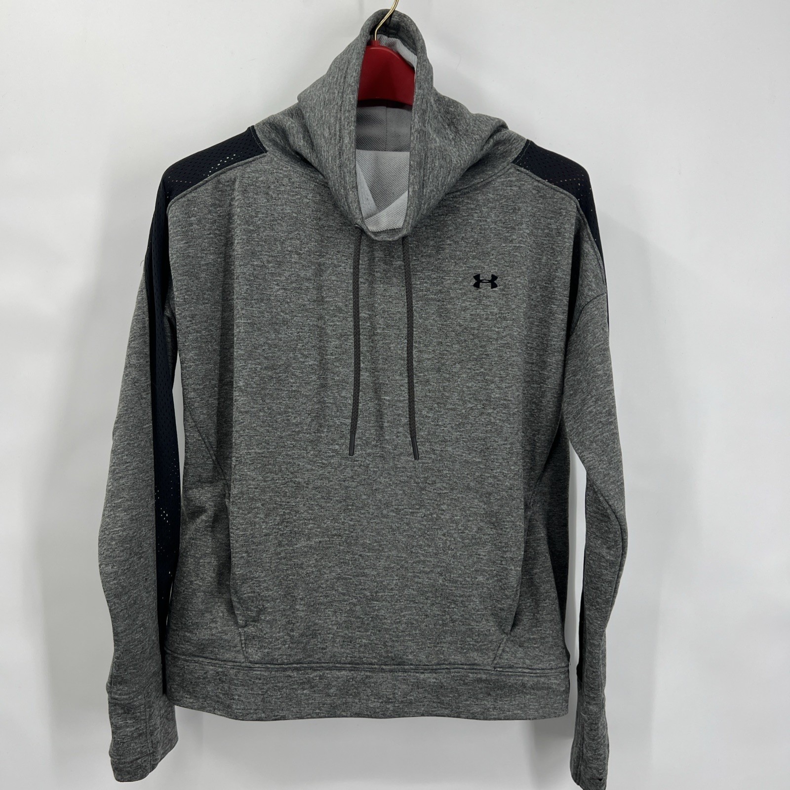 Under Armour womens small gray cowl neck sweatshirt vented kangaroo thumb holes