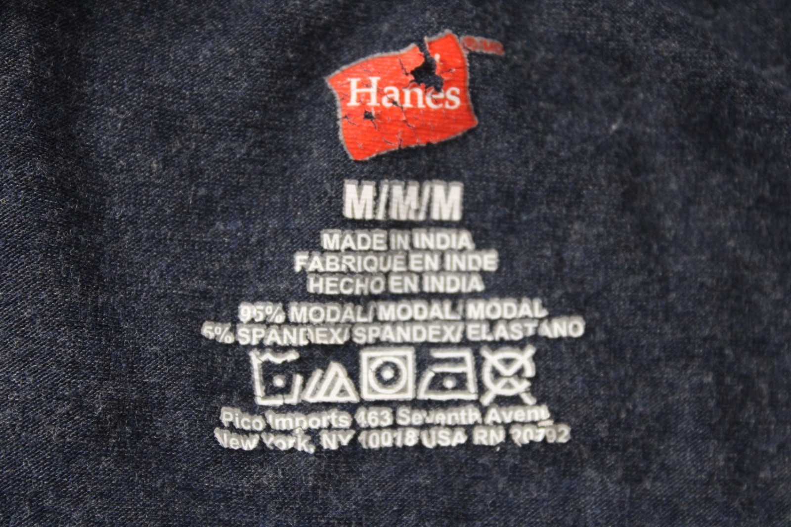 Hanes Blue T-shirt Medium M Super Soft 95% Modal Viscose 5% Spandex Undershirt