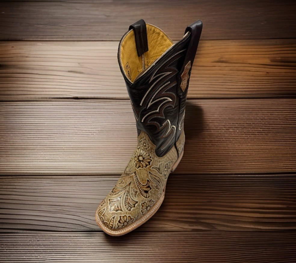 Men’s Genuine Leather Western Cowboy Boots – Square Toe -08257