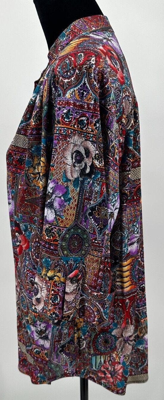 Top Notch Womens 3/4 Sleeve Blouse Size 38/18W Multicolor Gypsy Floral Print