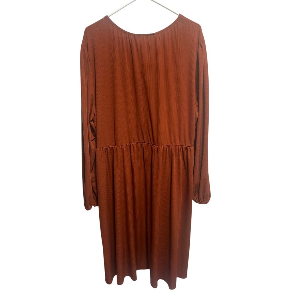 Women’s SHEIN Plus Rust/Burnt Orange Ribbed Long Sleeve Dress 4X
