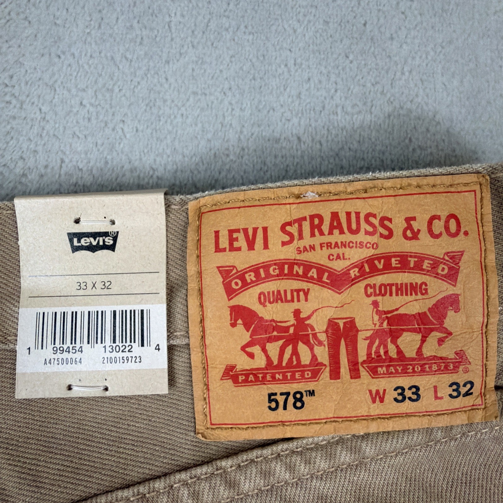 Levi’s 578 Baggy Denim Jeans Men’s Size 33×32 Tan/Khaki Cotton