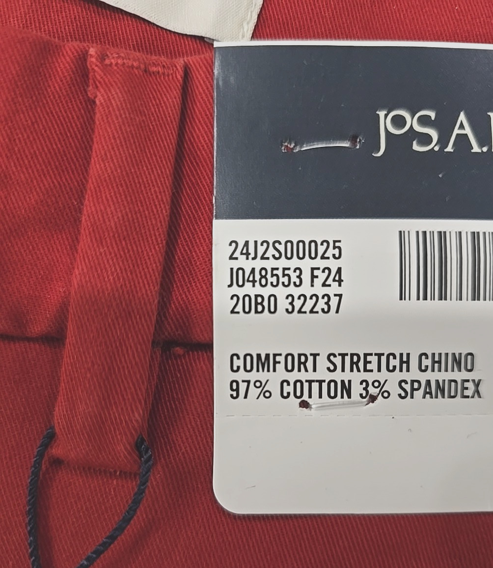 NWT – Jos A Bank Flat Front Slim Fit Rusty Red Comfort Stretch Chinos Pants