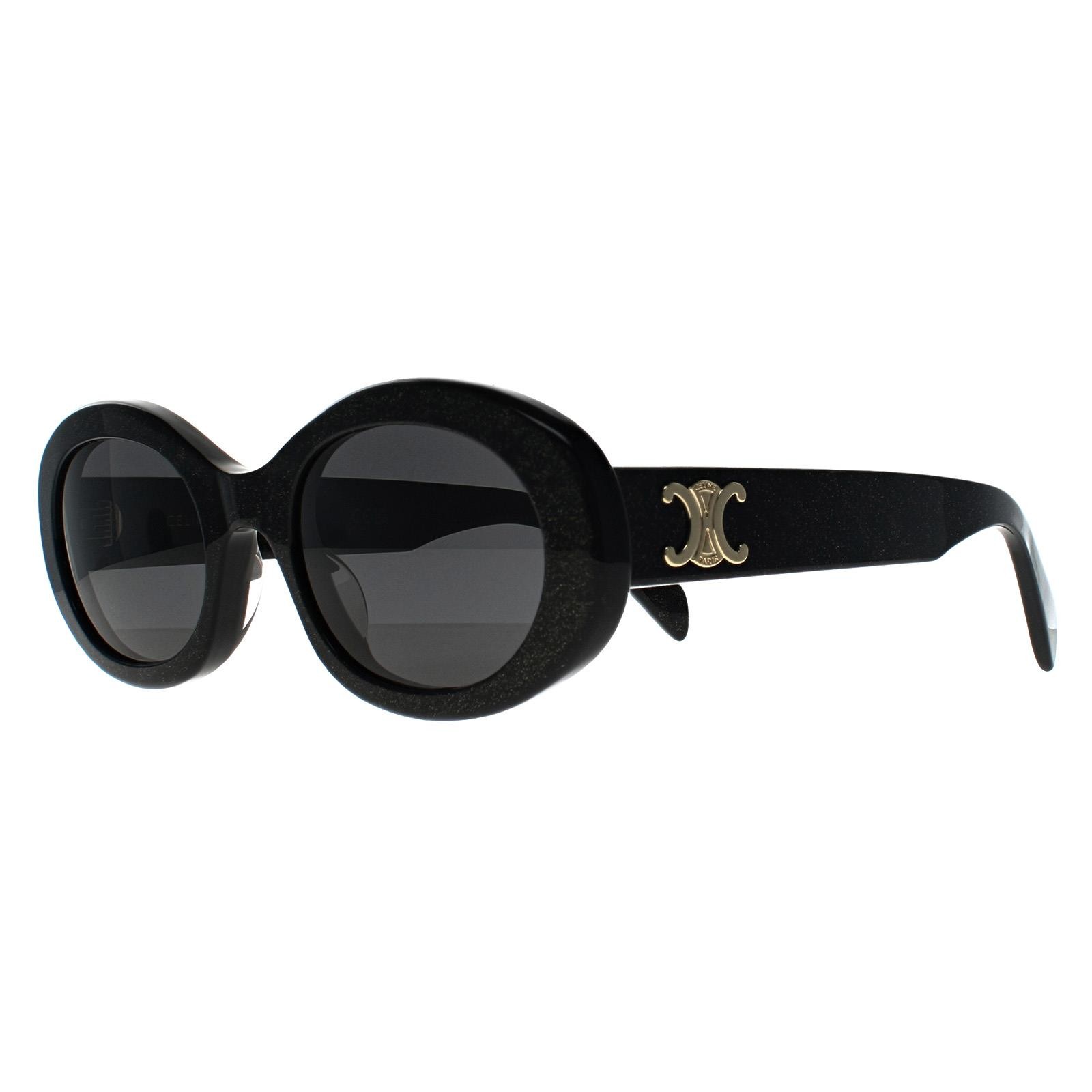 Celine Sunglasses CL40194U Triomphe 03A Sparkly Black with Gold Gray
