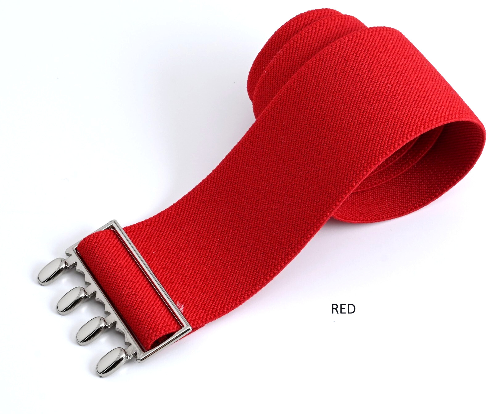 Woman Elastic Stretch 2 inch(#51S) Belt, Silver Color Buckle Size 25-43″, USA