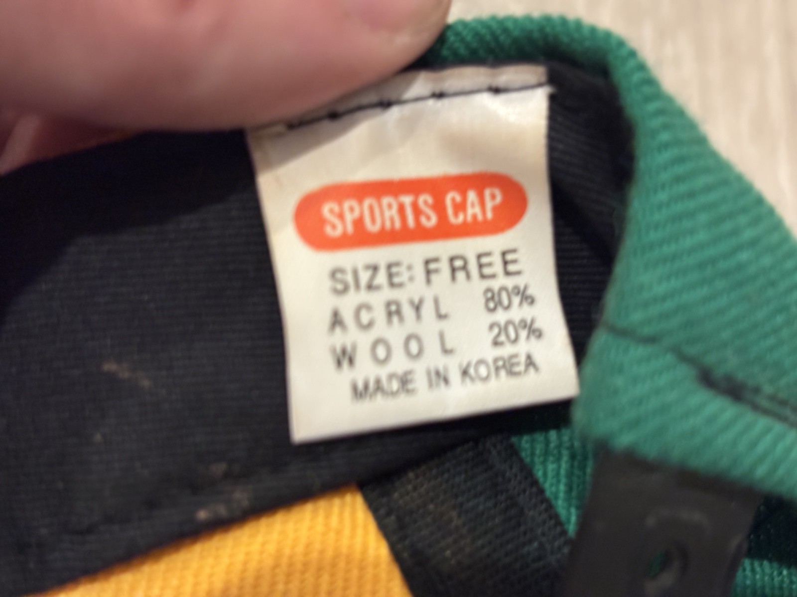 Vintage 1990s Colorbock Rasta Snapback Hat Blank Malcom X wool acrylic korea