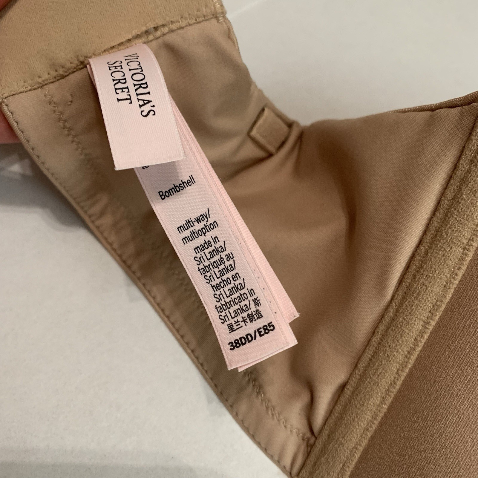 Victoria’s Secret Beige Bombshell Multi-way Add 2 Cup Sizes Bra 38DD
