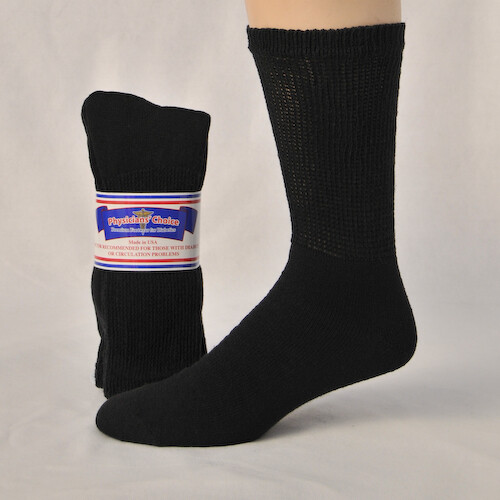 6 Pair Black Men’s Women Physicians Choice Crew Cushioned Diabetic Socks 3 Sizes