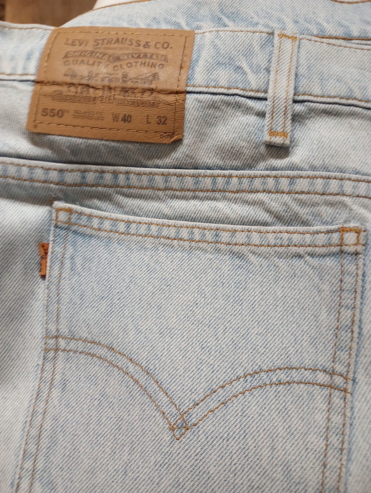 2 Pair Vintage Levis 550 Orange Tab Jeans Mens 40×30 Light Wash Relaxed Fit 90s