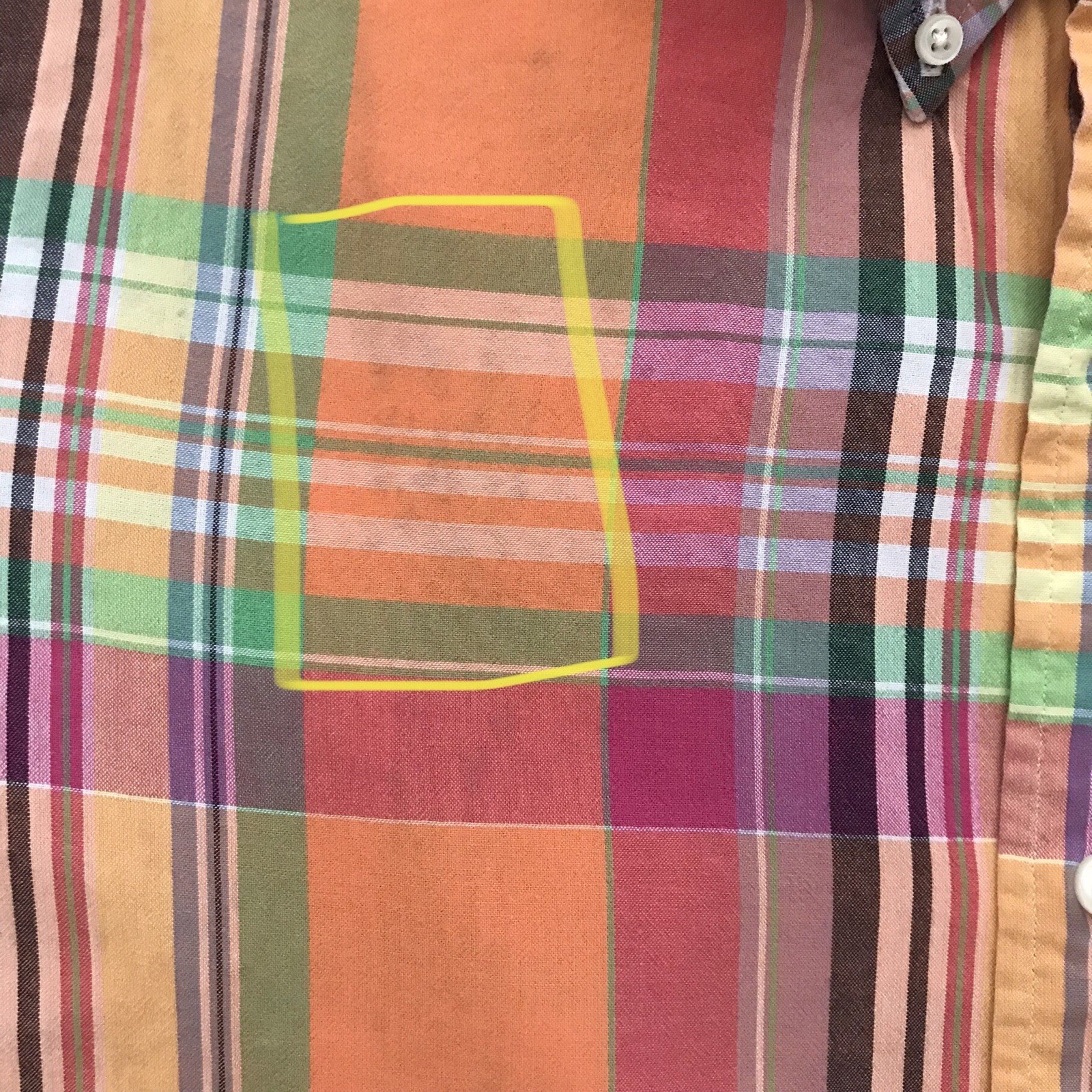 Ralph Lauren Custom Fit Orange Plaid Preppy Long Sleeve Cotton Shirt Mens XL