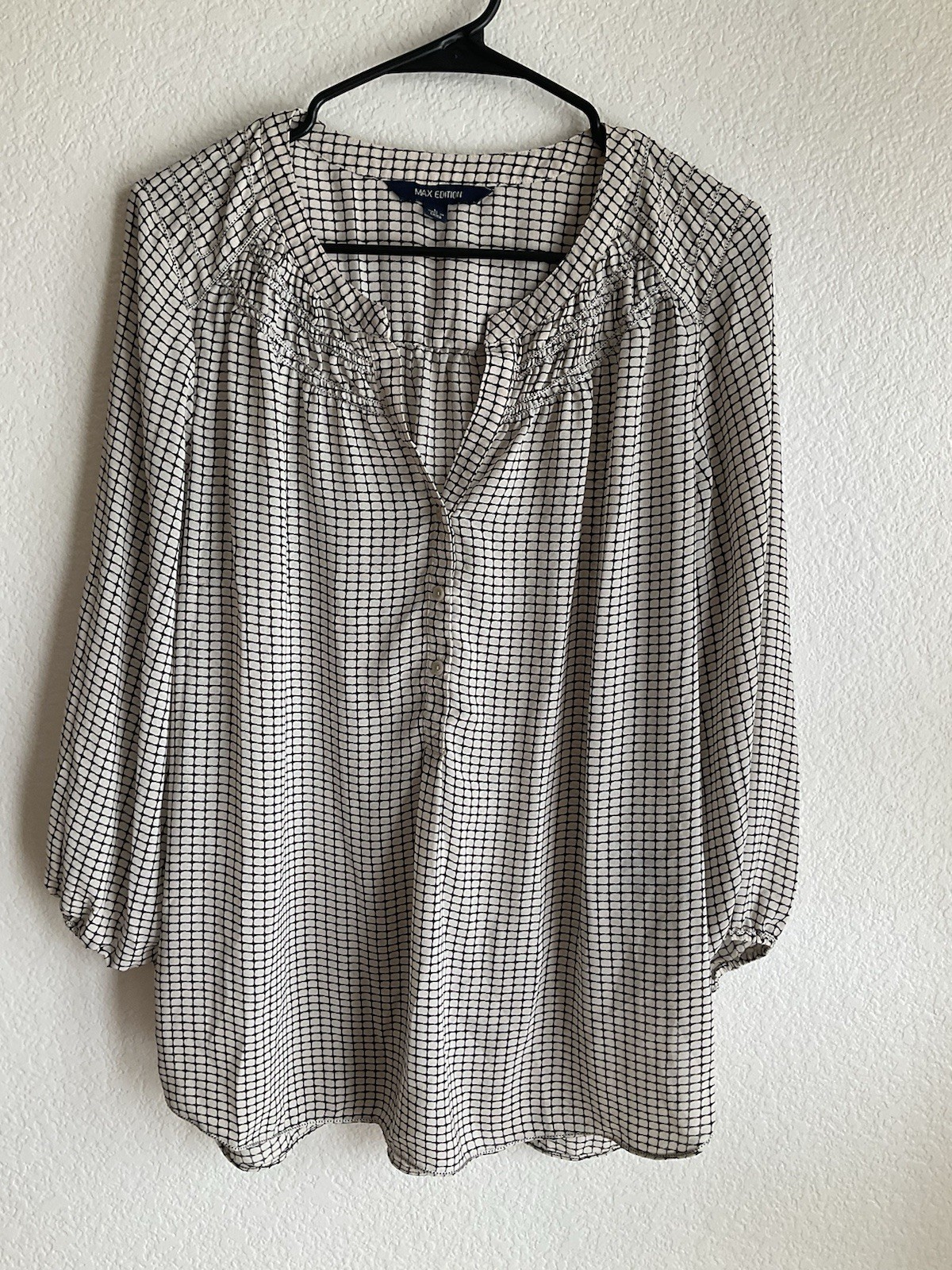 Max Edition Semi Sheer Beige Top Large Casual Relax Boho Summer