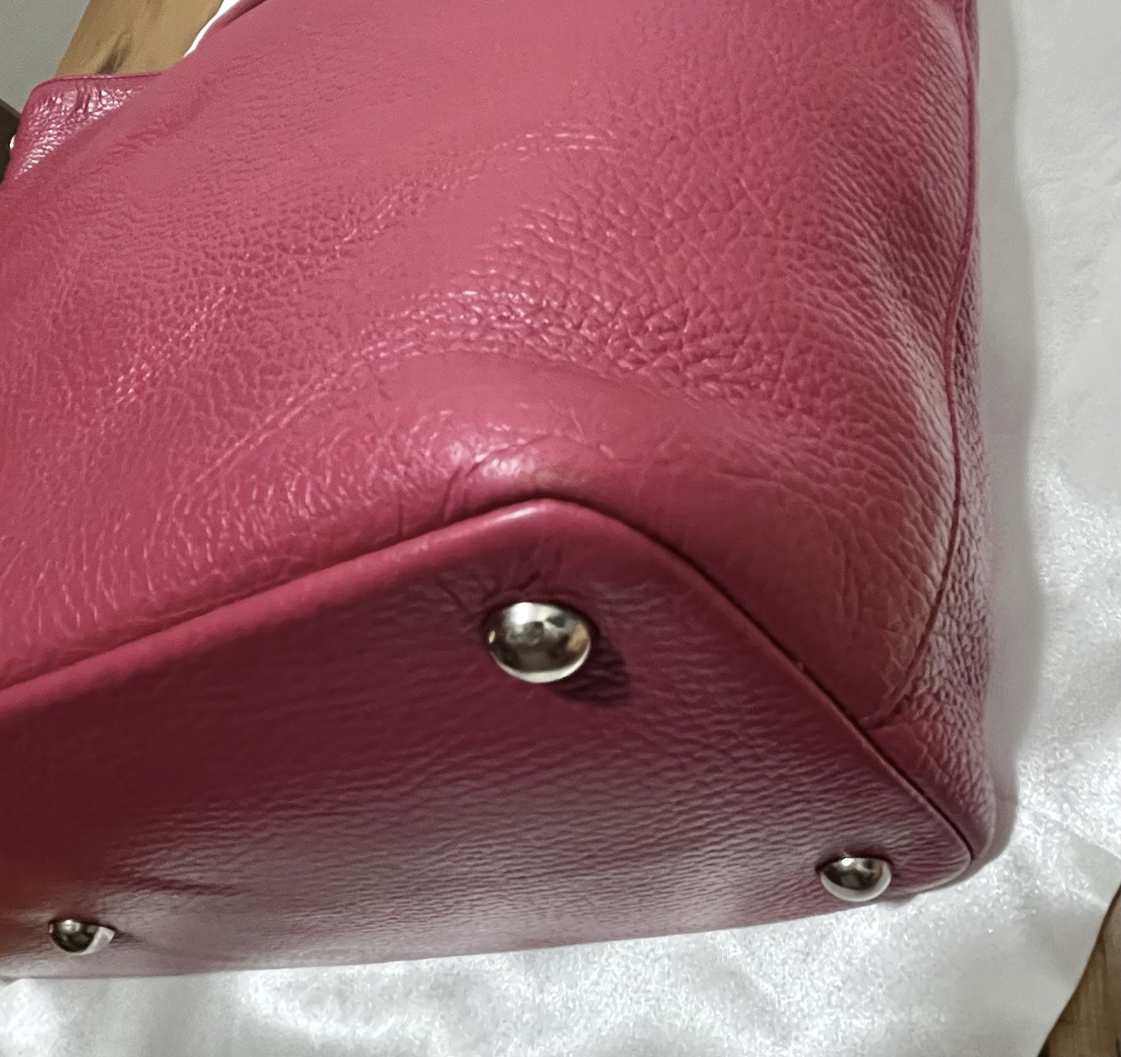 FURLA Appaloosa Bag Raspberry/Dark Pink Pebbled Leather 14×12.5×5.5” Large EUC