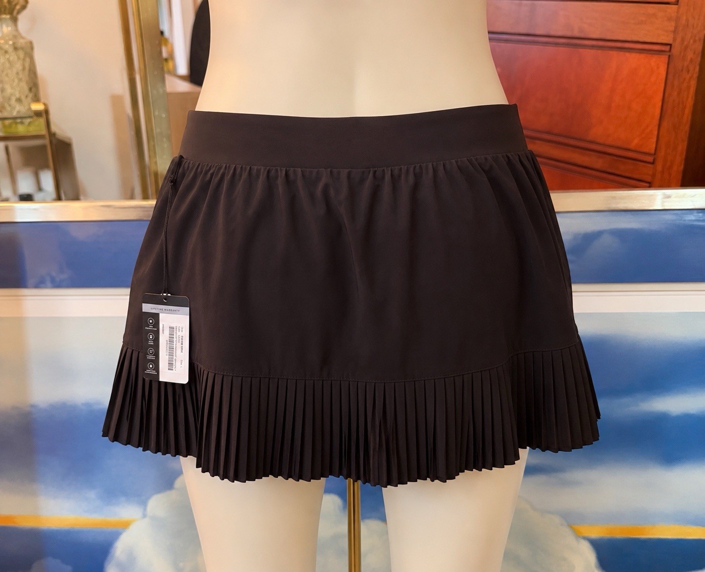 Tail White Label Skort Womens Large Black 15” Box Pleat Golf Tennis UPF 50 NWT