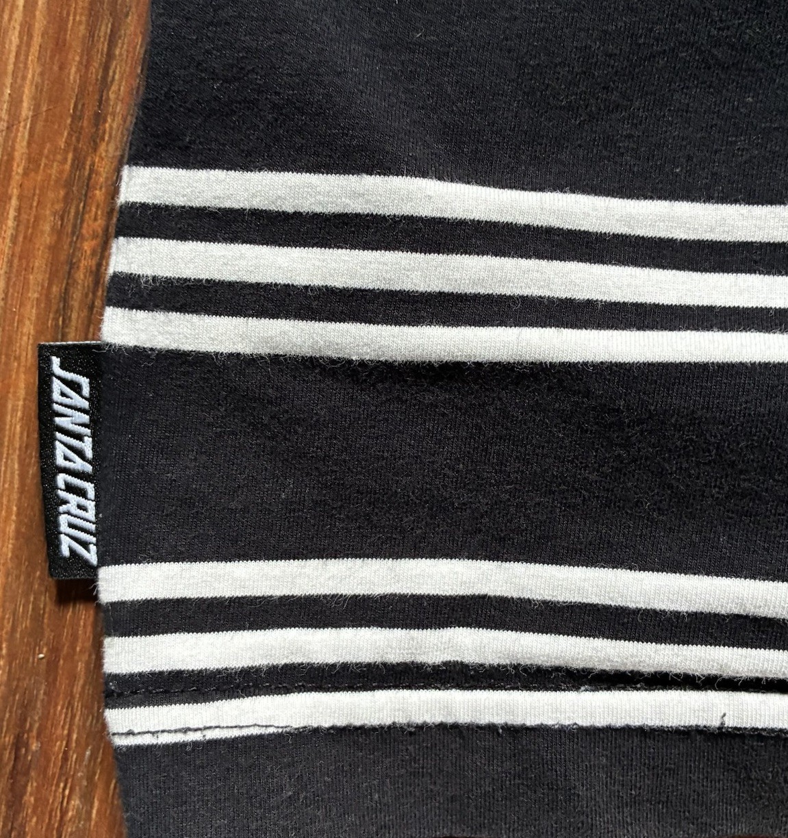 Santa Cruz Striped Ringer T-Shirt Black White Red Embroidered Dot Logo Medium