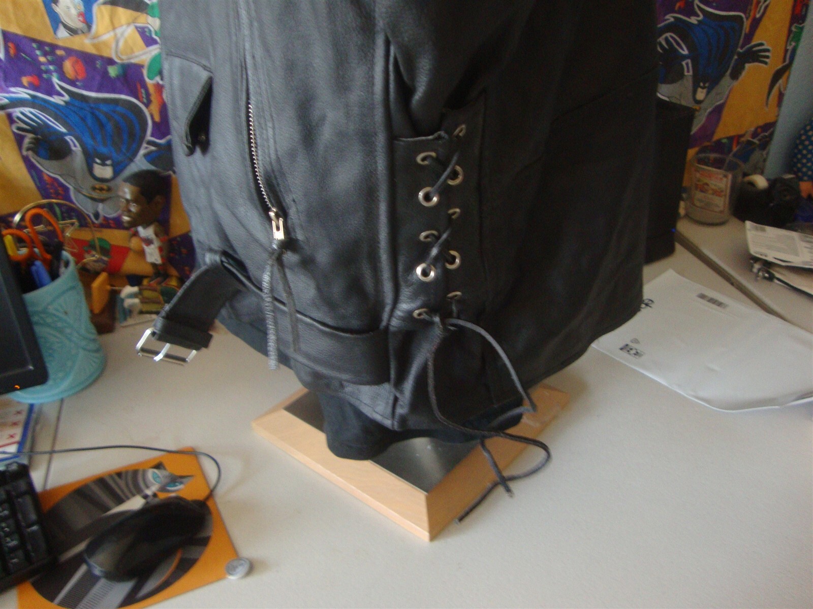 Vtg Blk Leather Motorcycle Biker Punk Rock Ramones style Genuine Jacket Sz 40 L