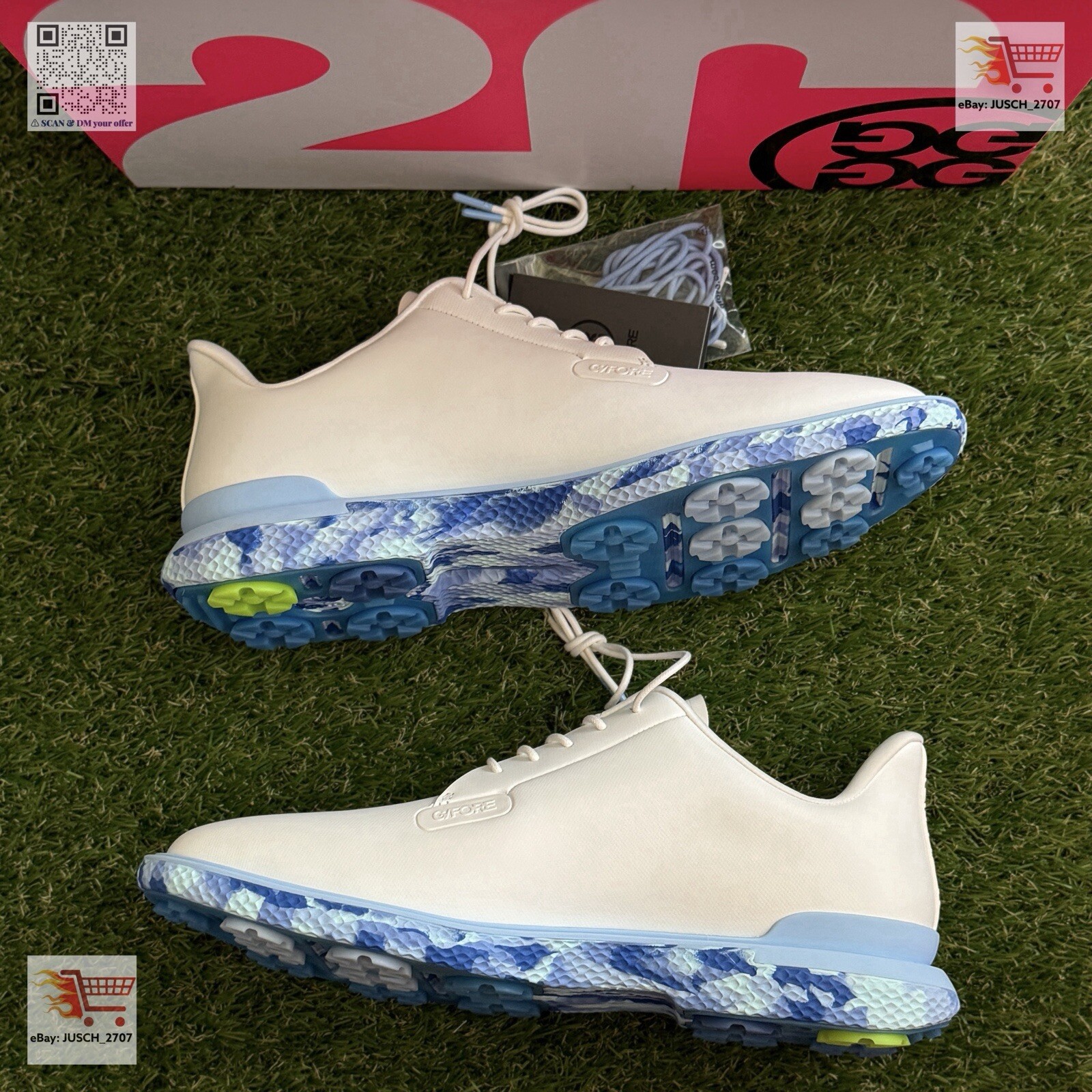 G/Fore G4 Camo Gallivan2r TPU Golf Shoe Sneaker⛳️ US 13 ⛳️ White Ice Blue Camo