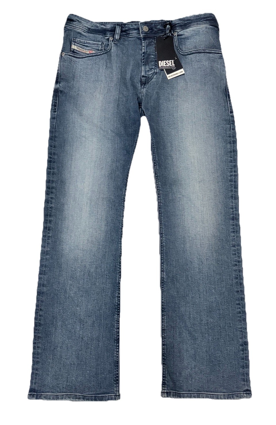 NWT Diesel Zatiny-X Slim Bootcut Jeans Men 33×32 Blue Wash Denim Pants MSRP $250
