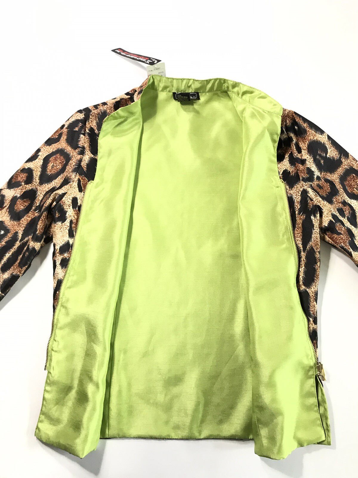 Lisa International Blouse Jacket Reversible Leopard Print or Green Jacket S-NEW