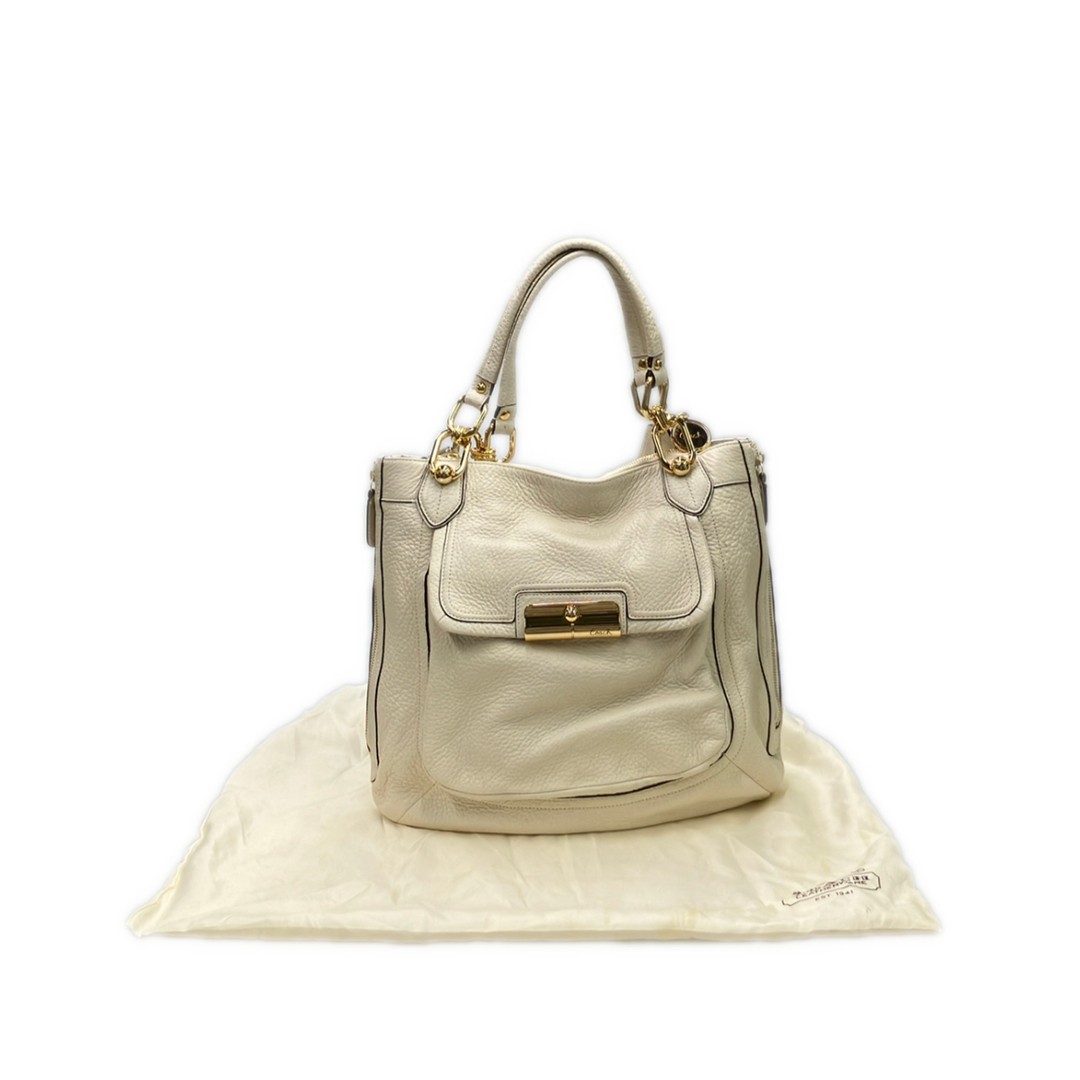 Coach Leather Tote Bag 18278 Beige Size: W:12.6 × H: 13.8 in.