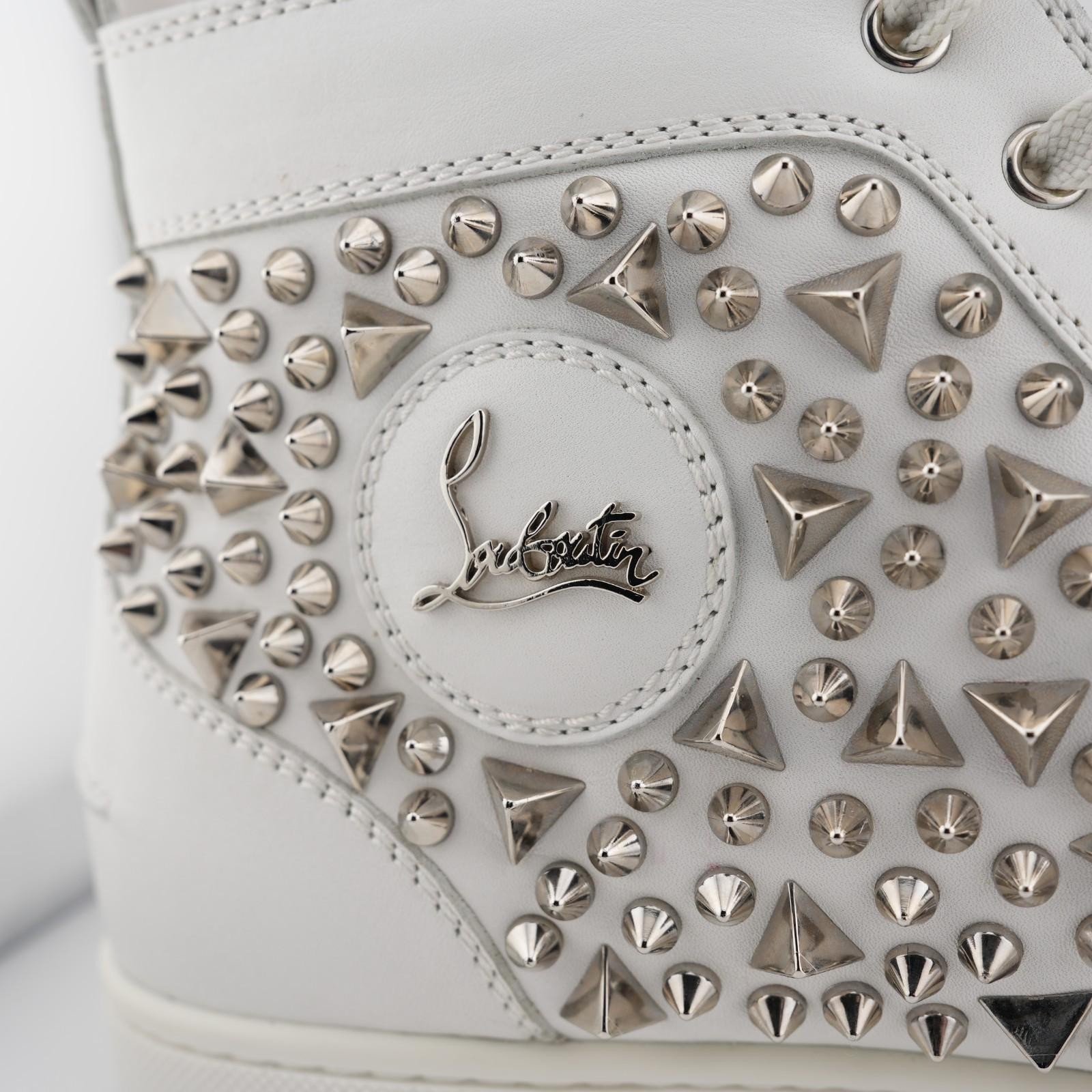 Christian Louboutin Louis Pik Pik High Top Flat Calf White Leather EU 45.5