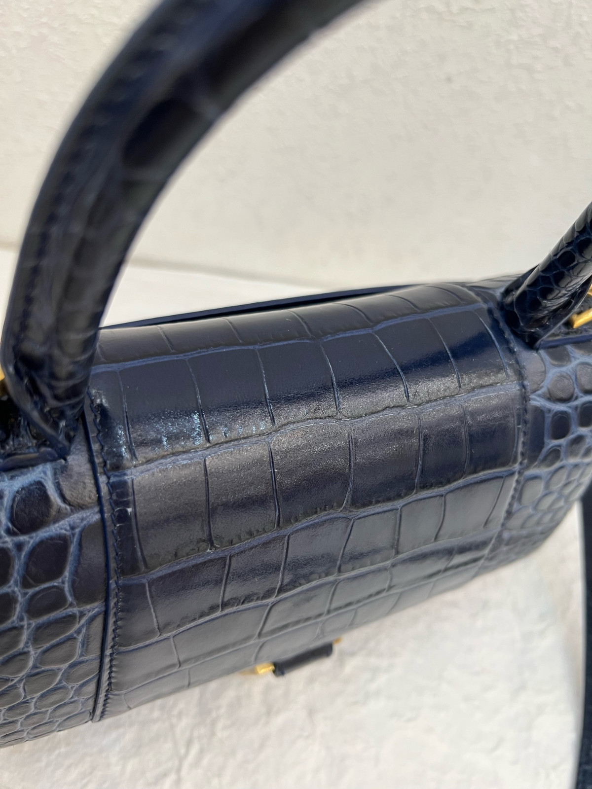 Authentic Balenciaga Hourglass Top Handle Bag S Crocodile-embossed Leather Top