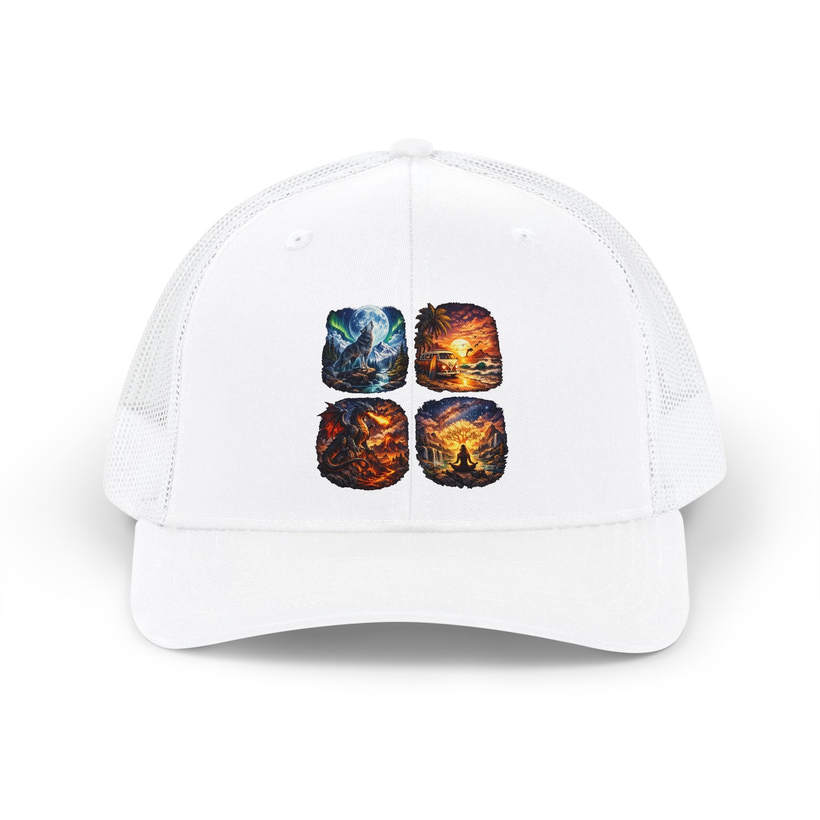 Four Seasons Nature Icons Trucker Hat | Landscape Patch Cap