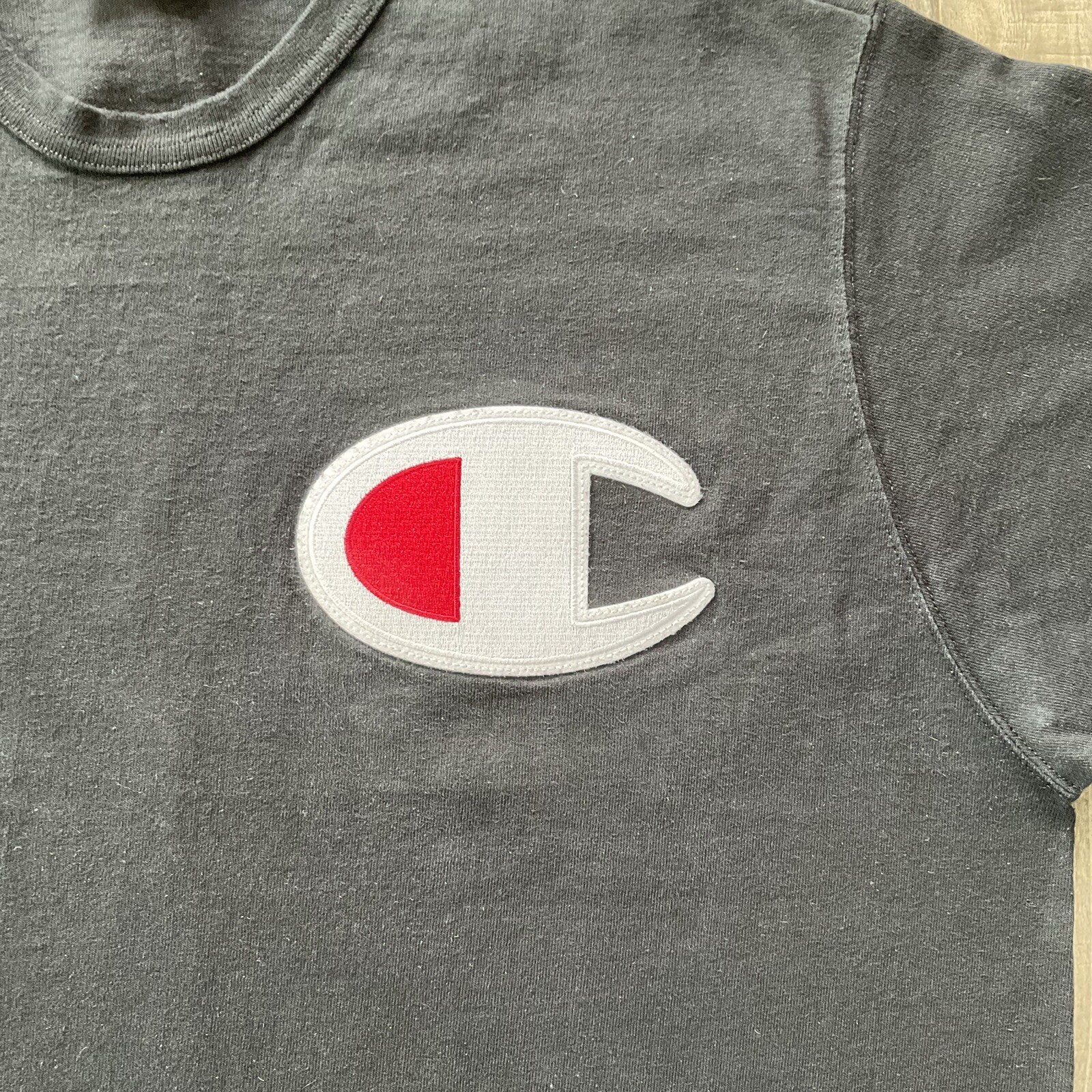 VTG Champion Short Sleeve Big “C” Logo T-Shirt Tee Men’s Size 2XL Black GT19