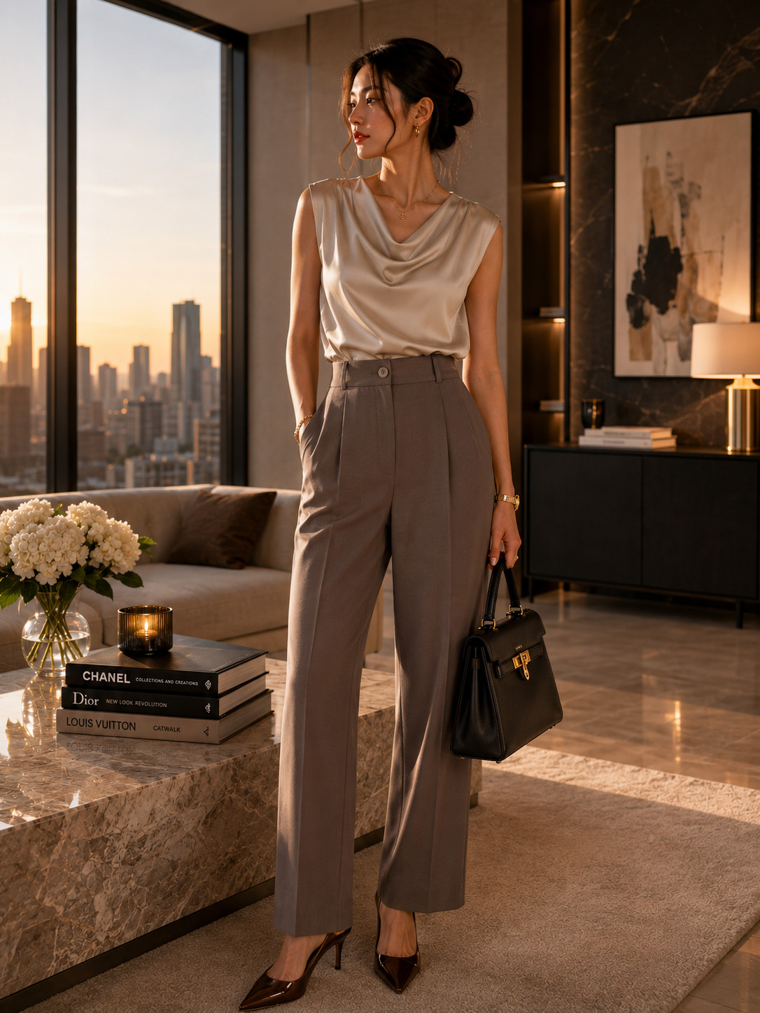 Pier Antonio Gaspari gray ankle trousers (closure zip and button)