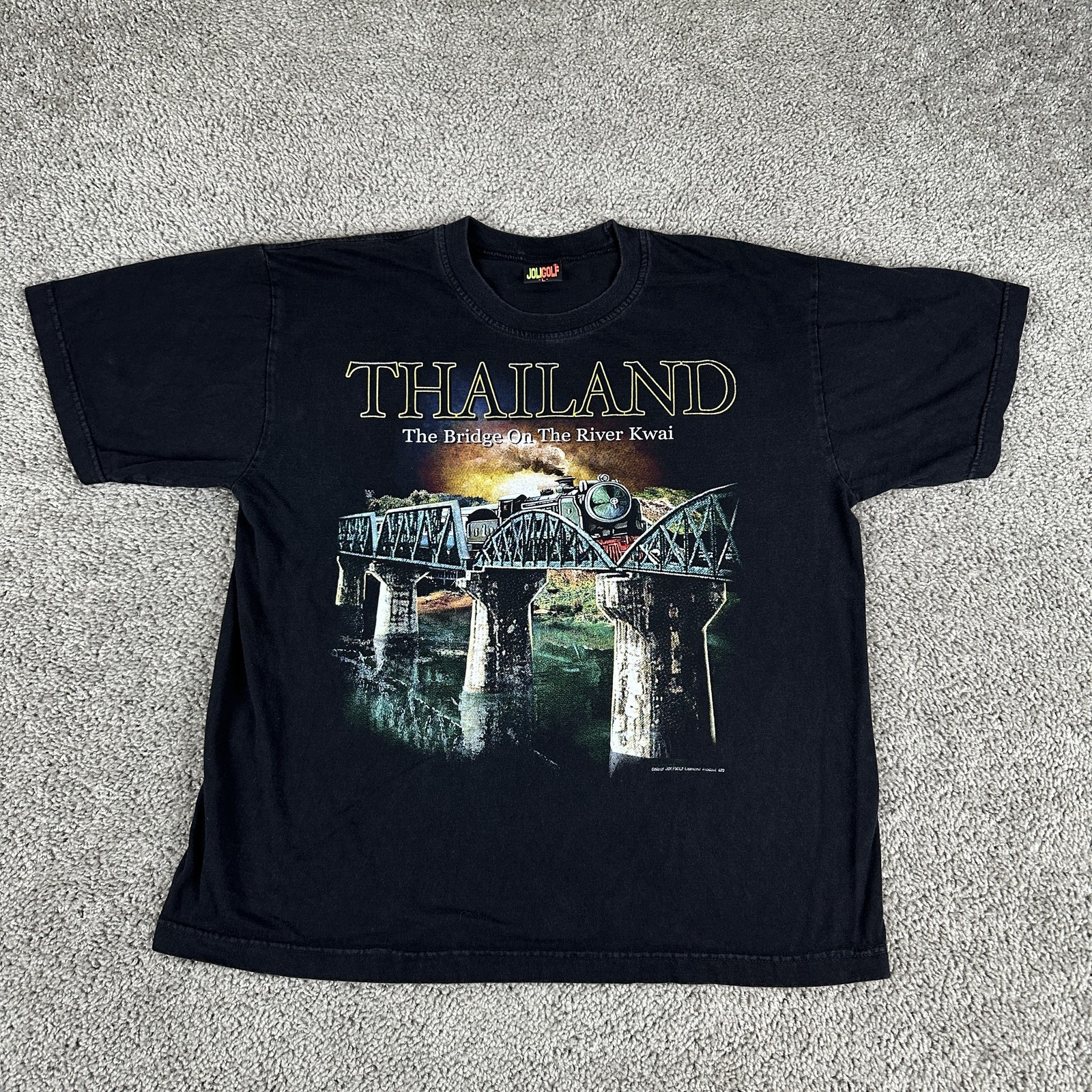 Vintage River Kwai Thailand Shirt Mens Large JOLIGOLF Tourist Tee Souvenir 90s