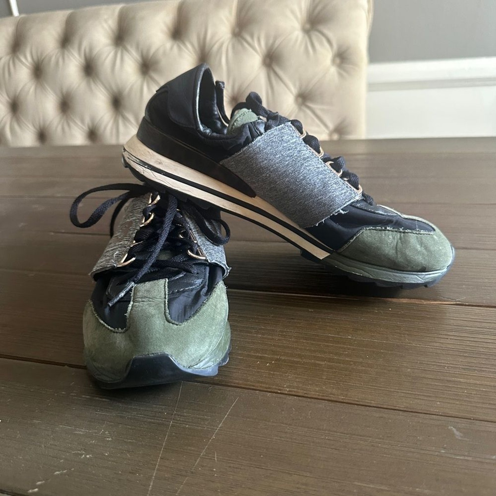 Adidas Y-3 Rhita Sport Sneakers Size 7.5 Black, Navy, Olive Green and Gray