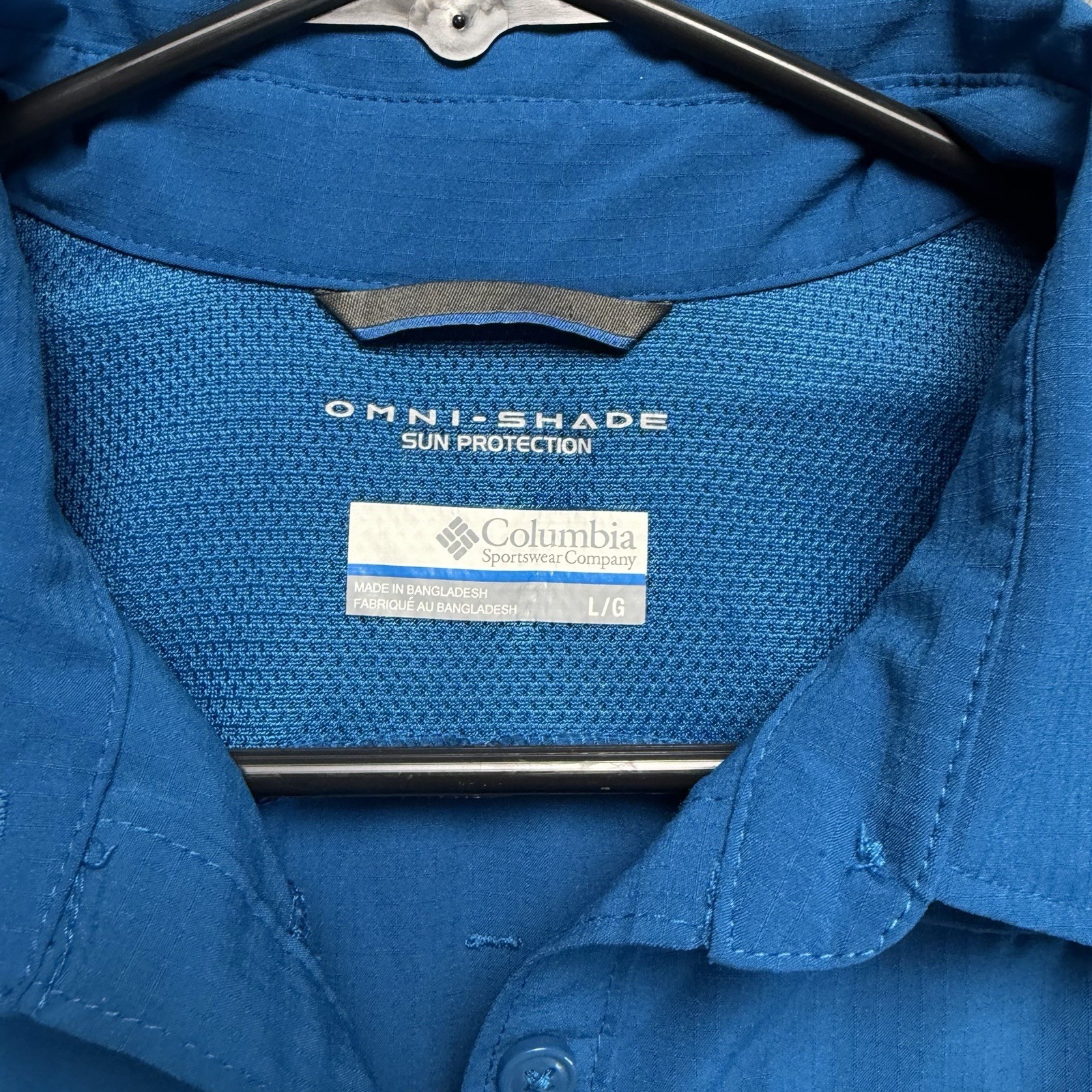 Columbia Shirt Womens Size L Blue Omni Shade UPF 40 Sleeveless Button Vented