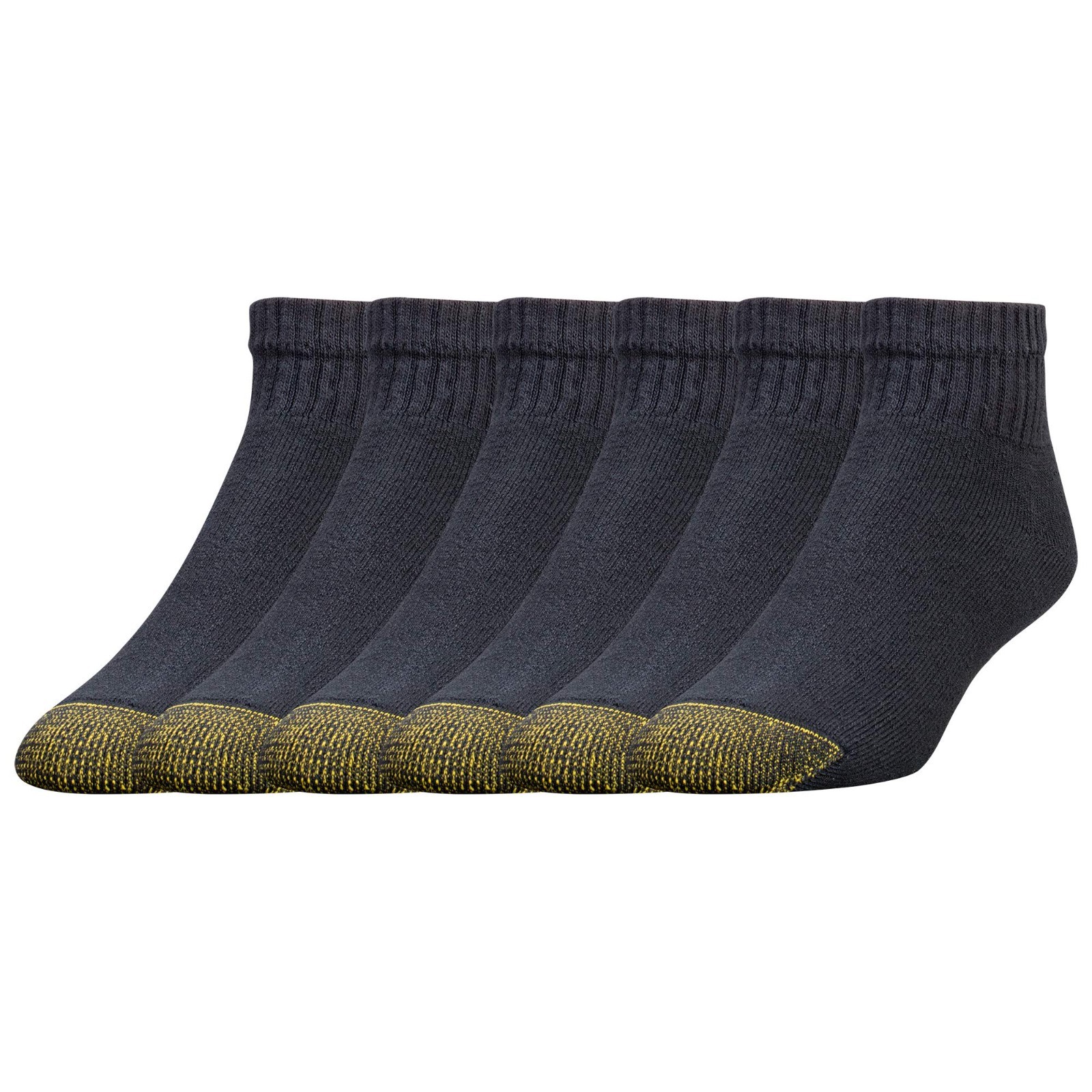 Gold Toe Men’s 656P Cotton Quarter Athletic Sock 6 Pack Black Size 6-12.5
