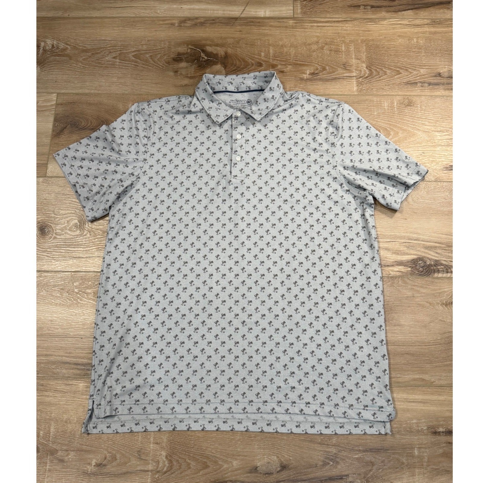 Jim Nantz by Vineyard Vines Mens XL Gray Martini Golf Print brrr Cooling Polo