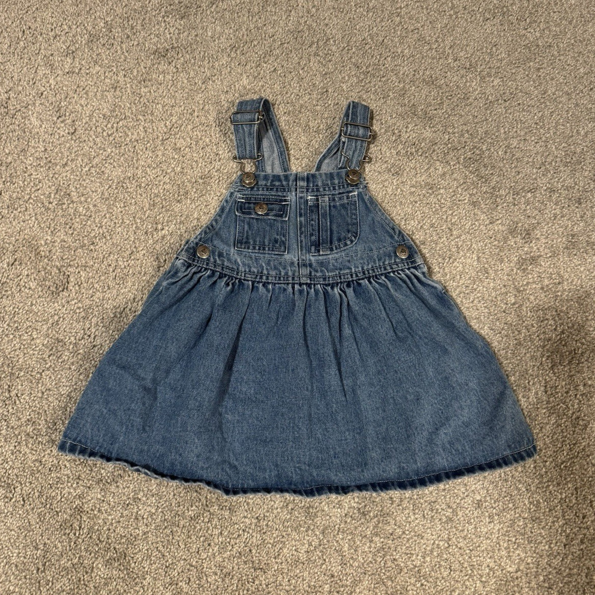 Arizona Jeans Company Blue Denim Overall Dress 18M Adjustable Straps Button